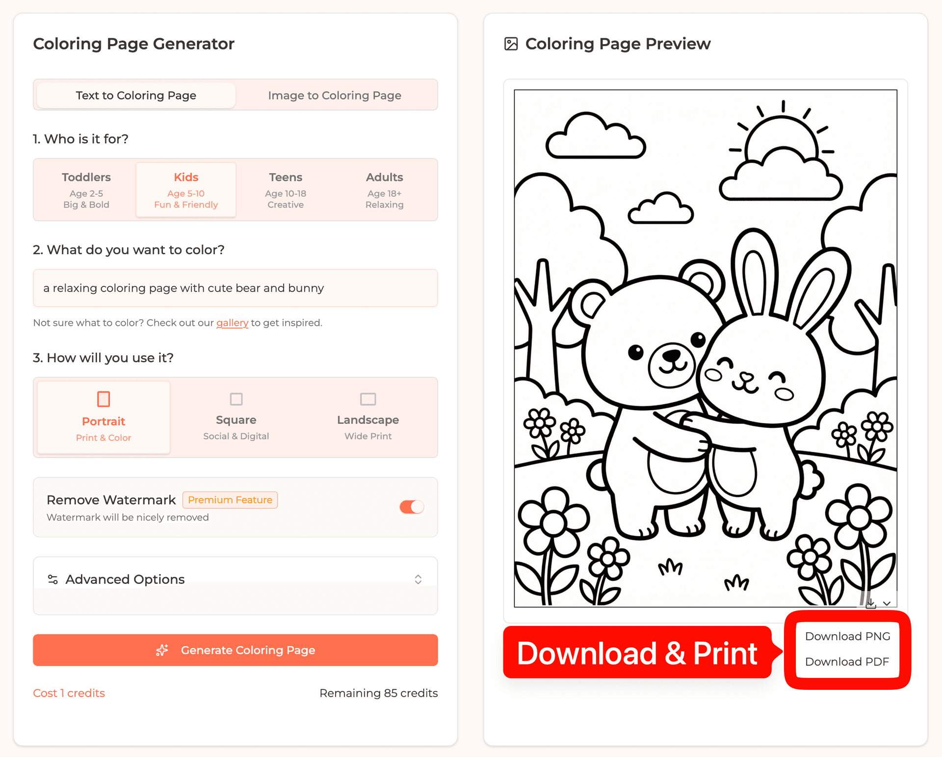 Download and print coloring page