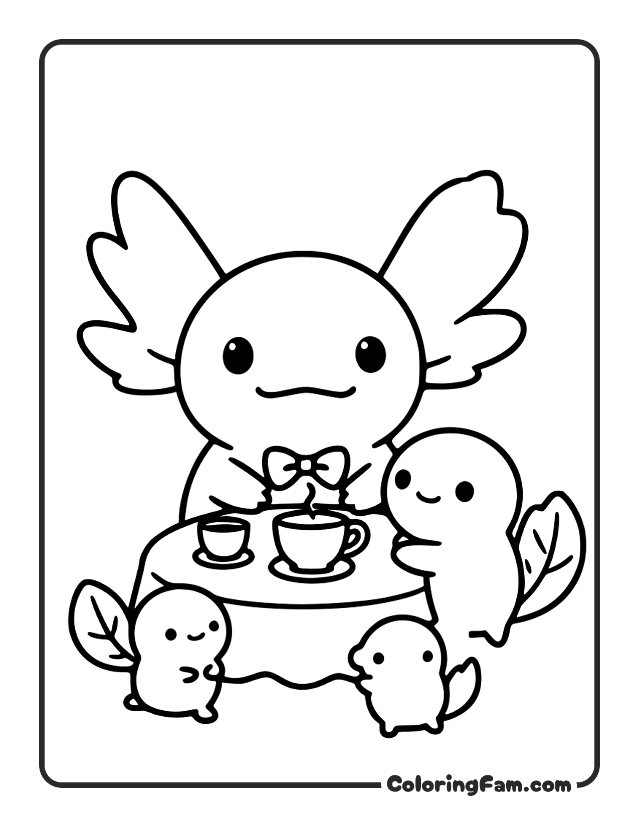 Axolotl At Tea Party coloring page