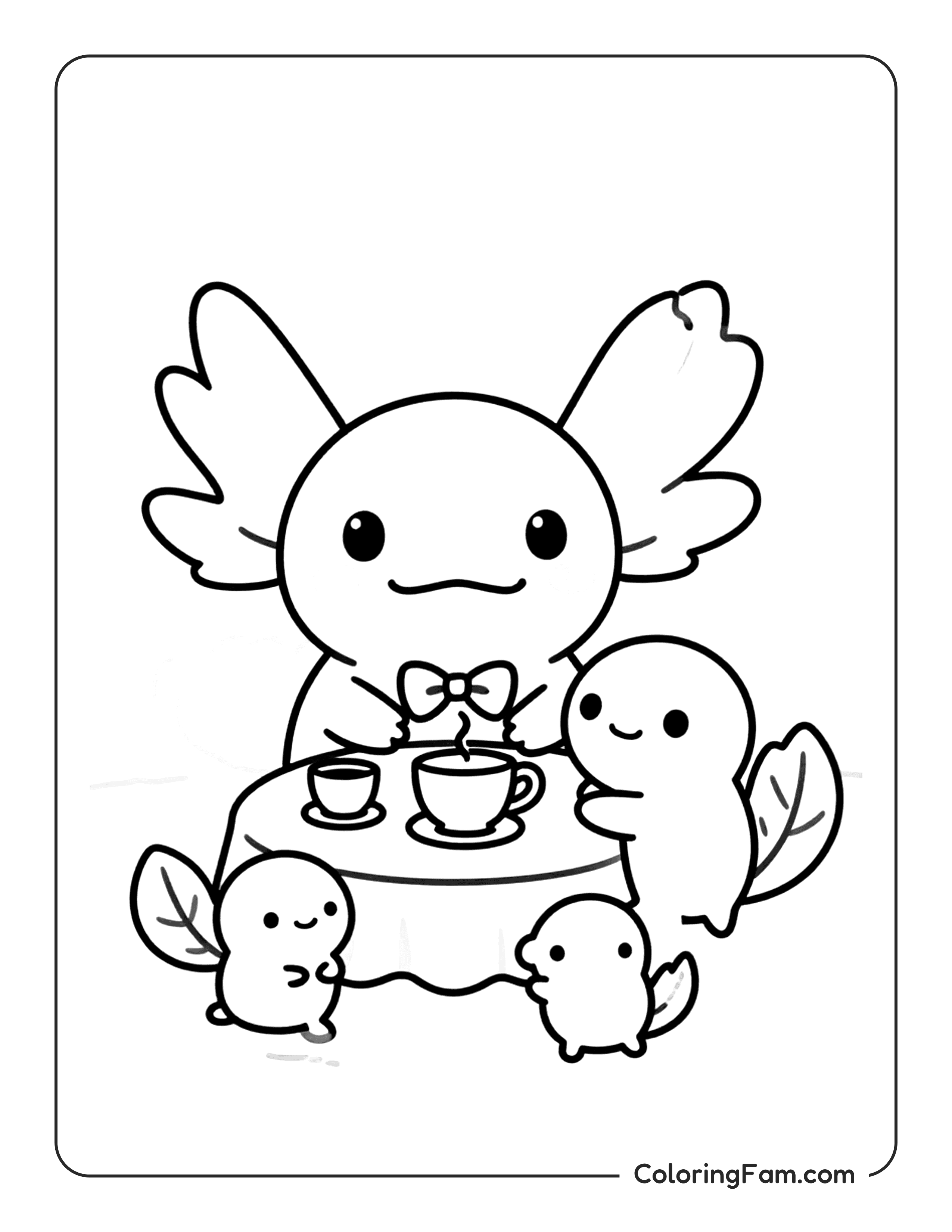 Axolotl At Tea Party coloring page