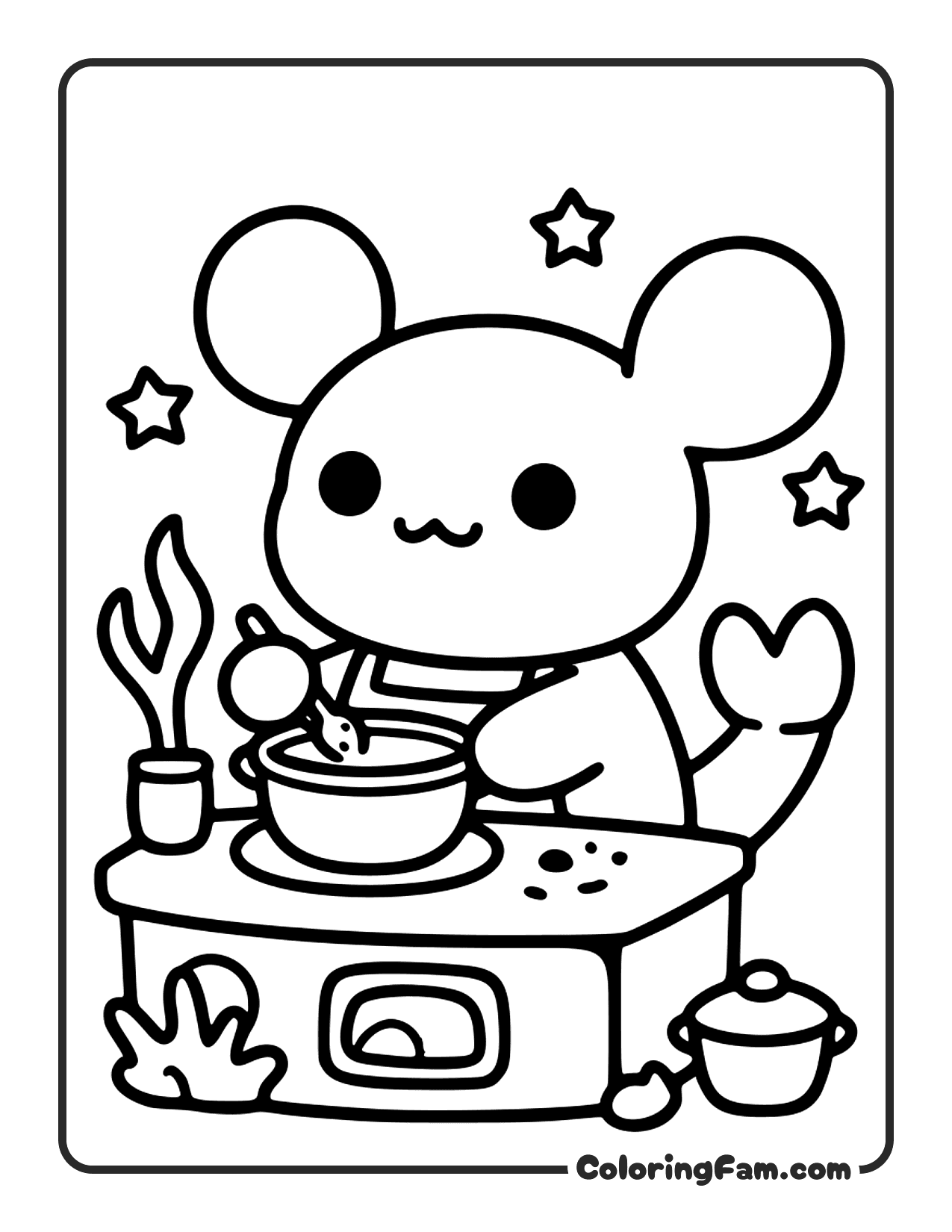 Axolotl Cooking Soup coloring page