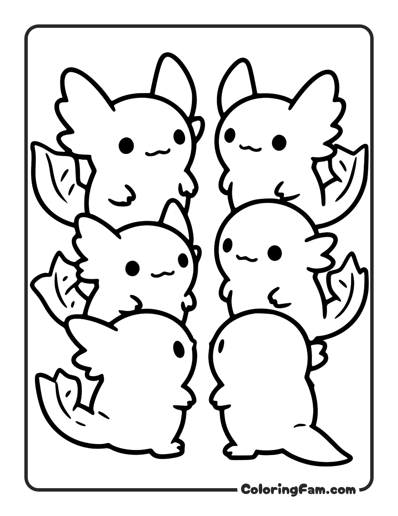 Axolotl Group Together coloring page