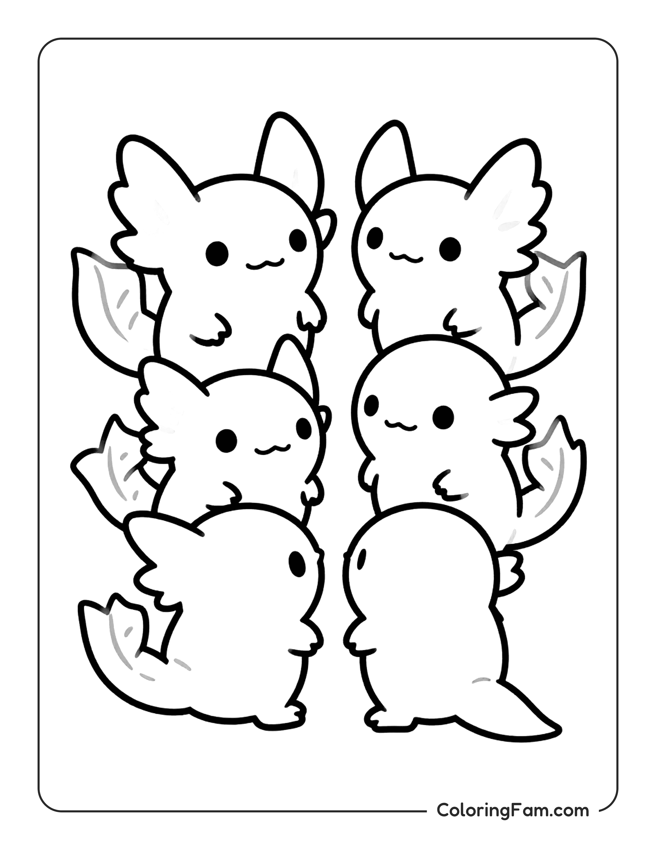 Axolotl Group Together coloring page