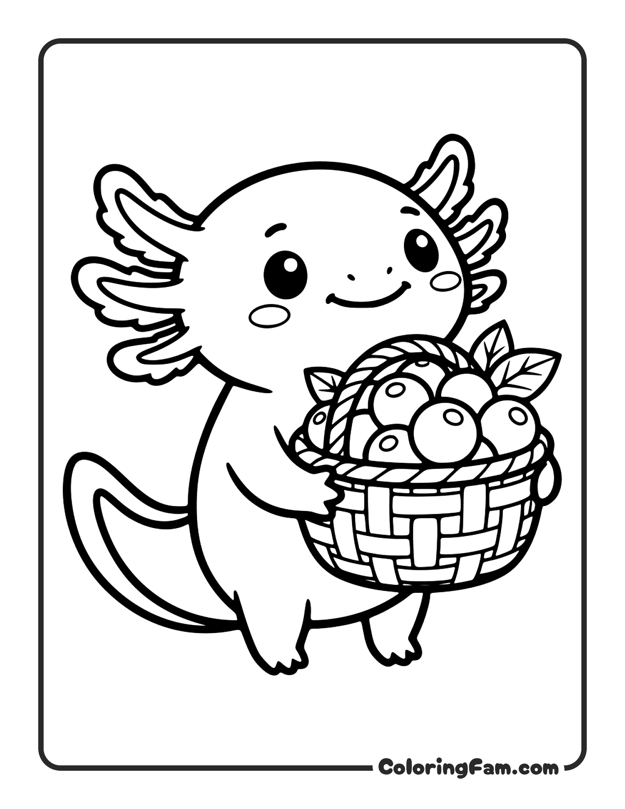 Axolotl Holding Basket coloring page