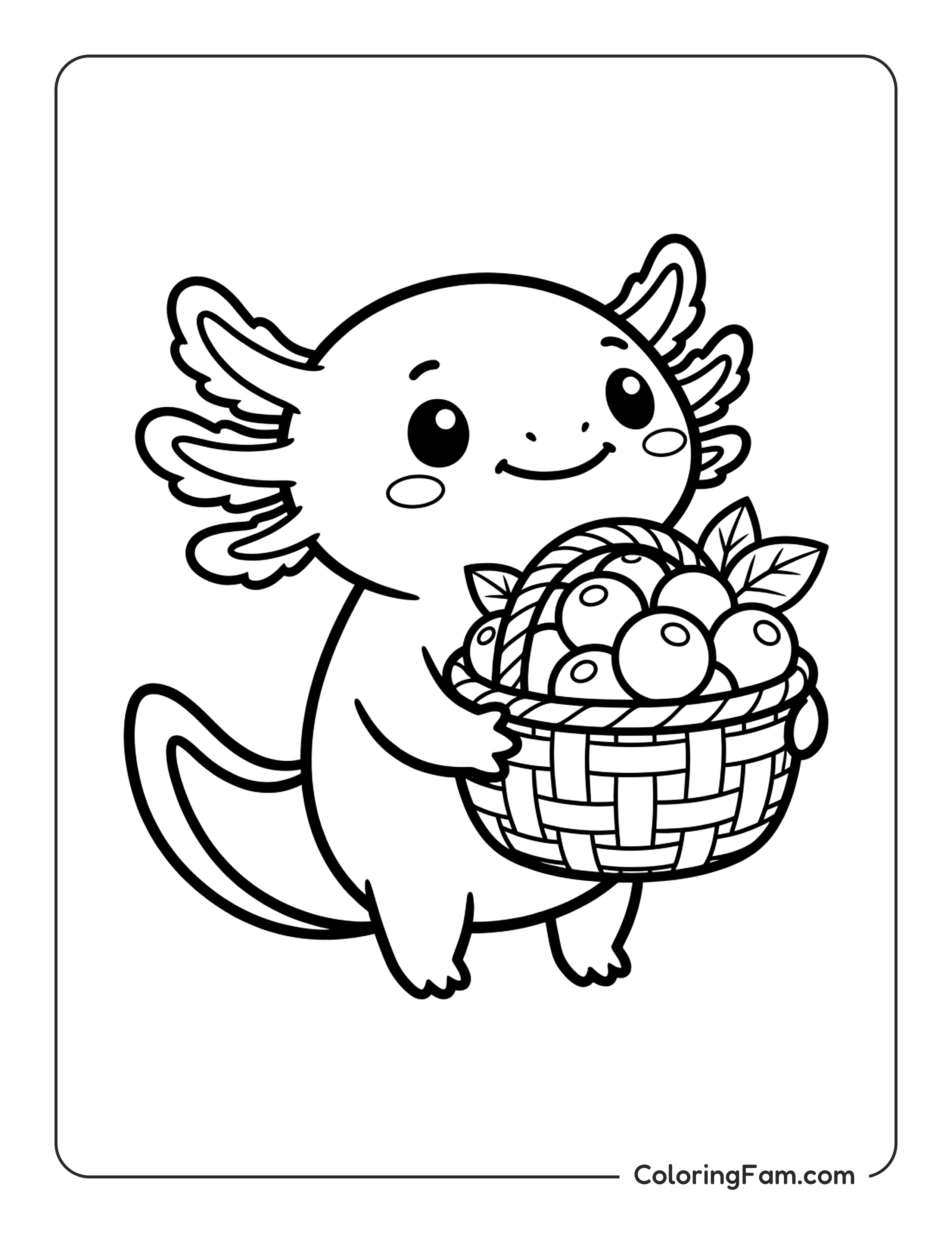 Axolotl Holding Basket coloring page