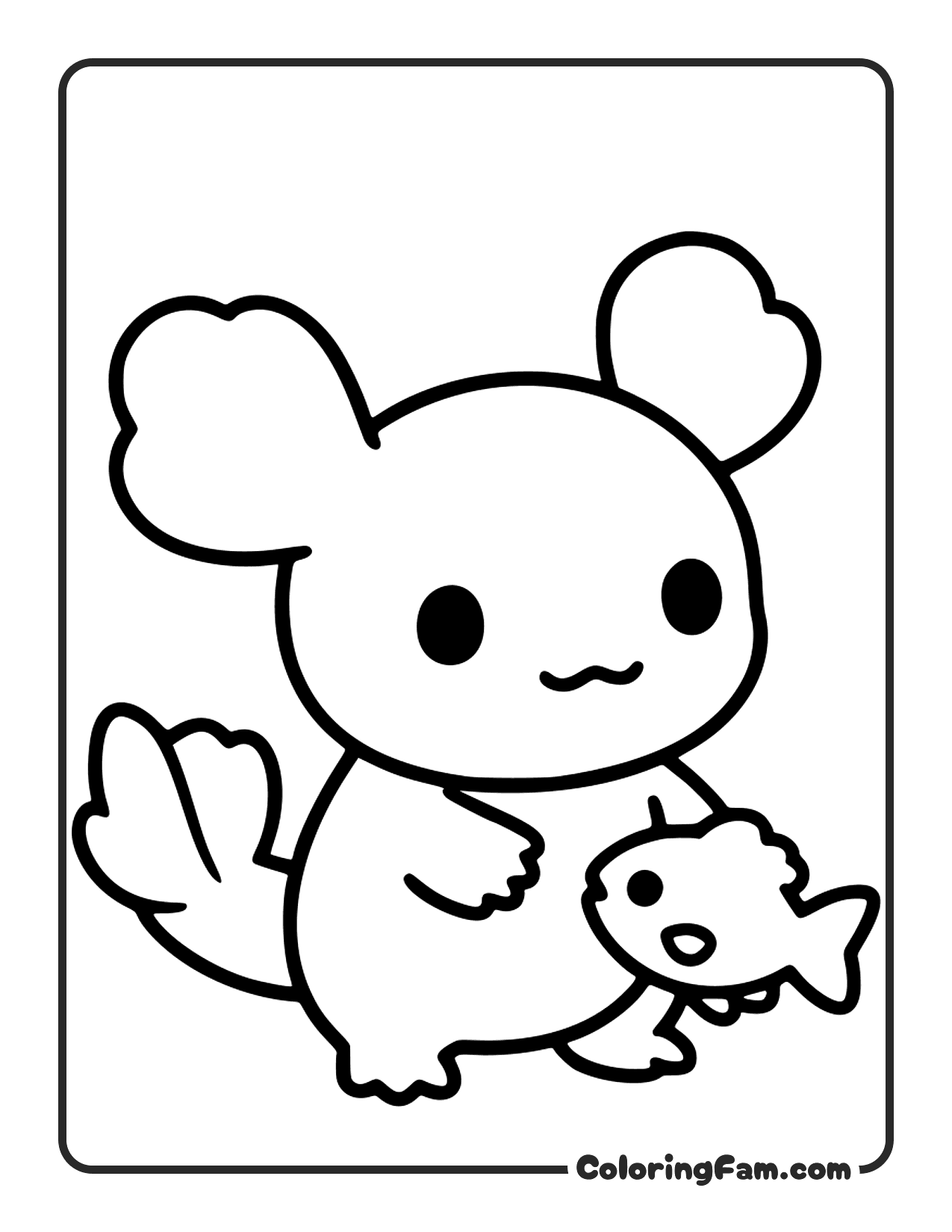 Axolotl Holding Fish coloring page