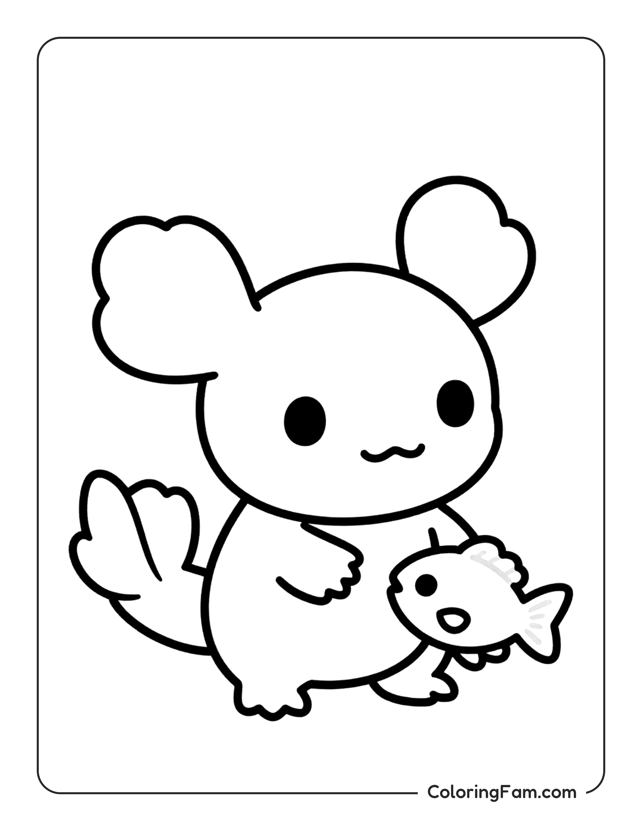 Axolotl Holding Fish coloring page