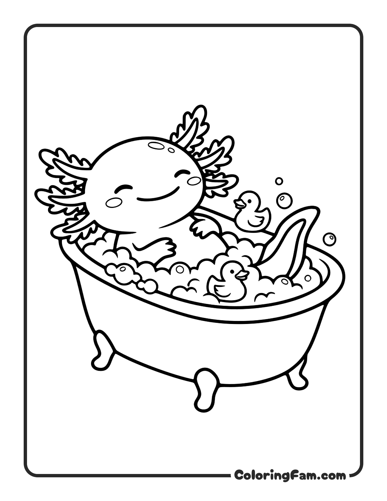 Axolotl In Bathtub coloring page