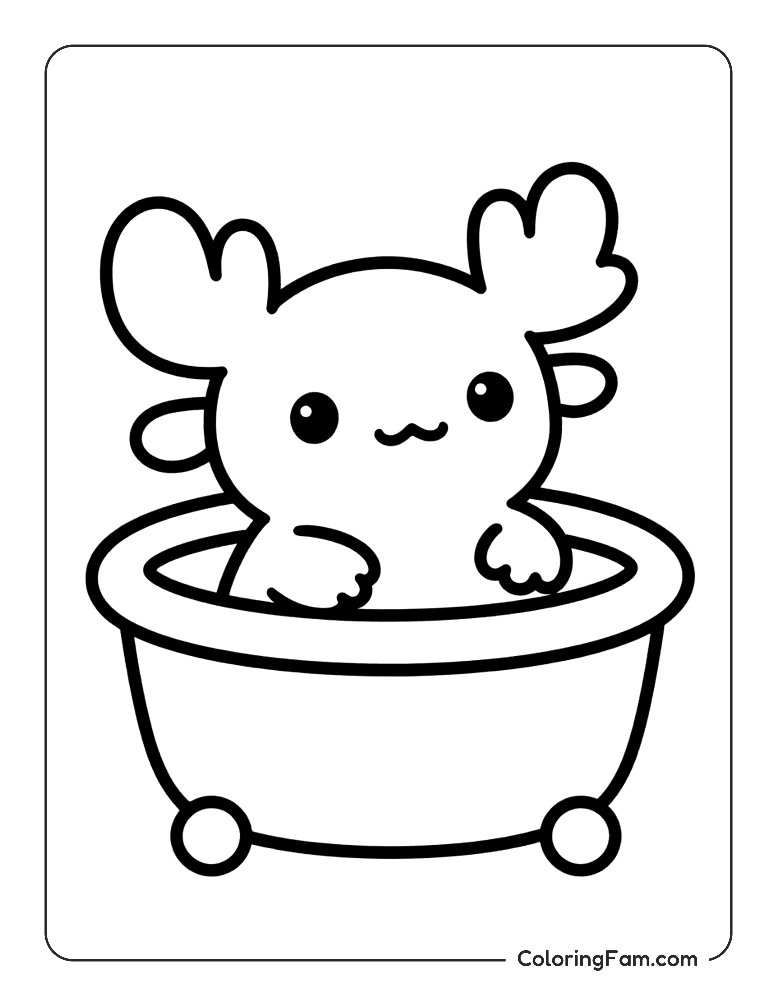 Axolotl In Bathtub coloring page