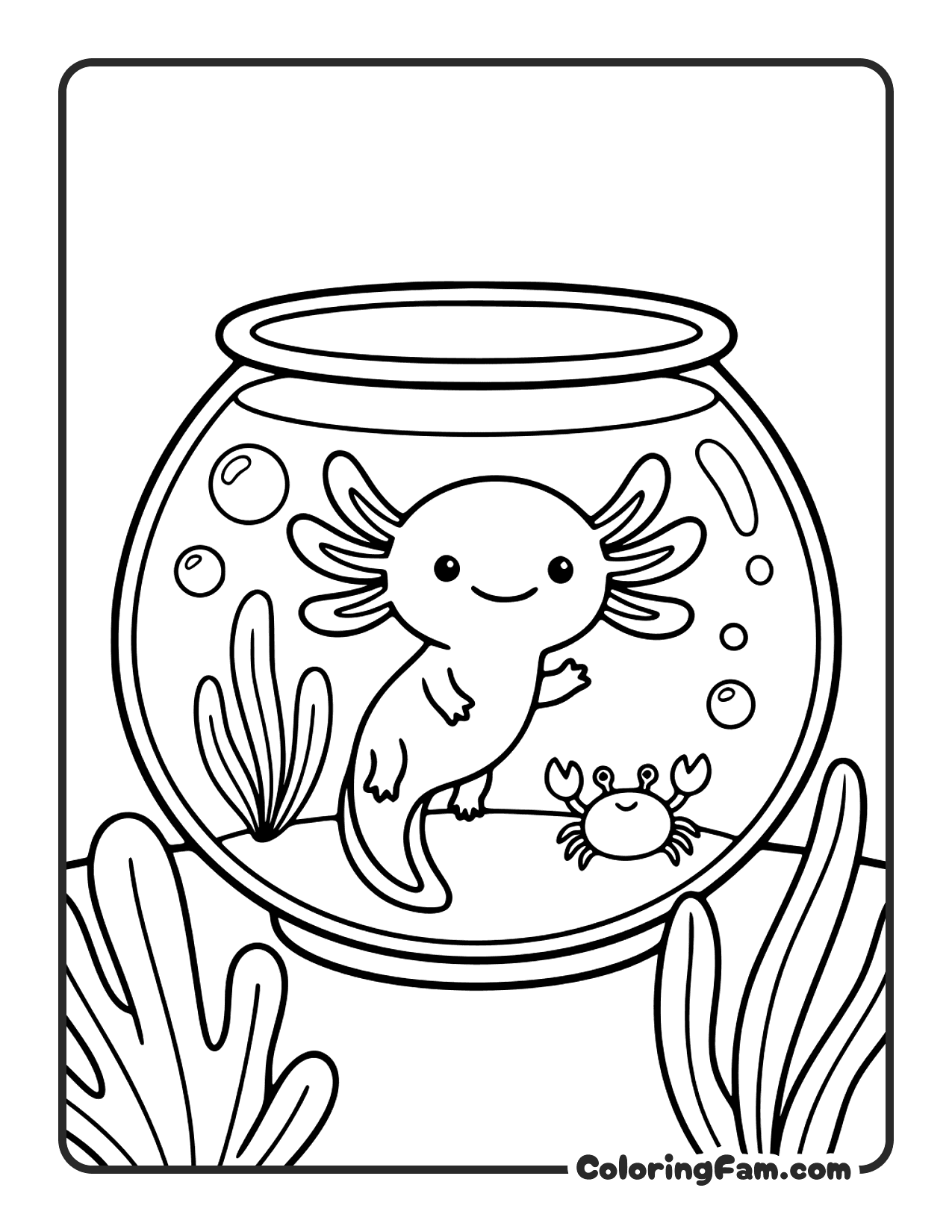 Axolotl In Fishbowl coloring page