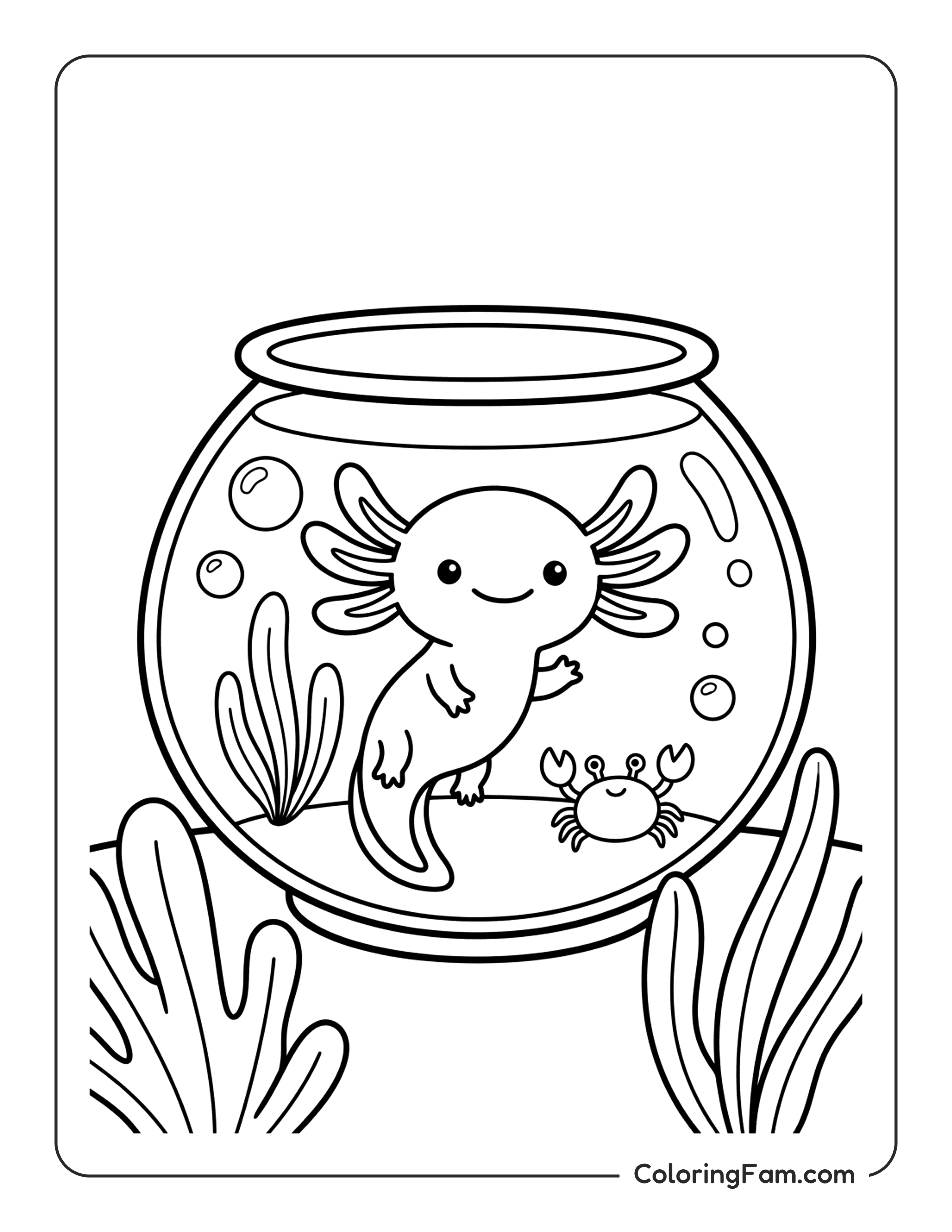 Axolotl In Fishbowl coloring page