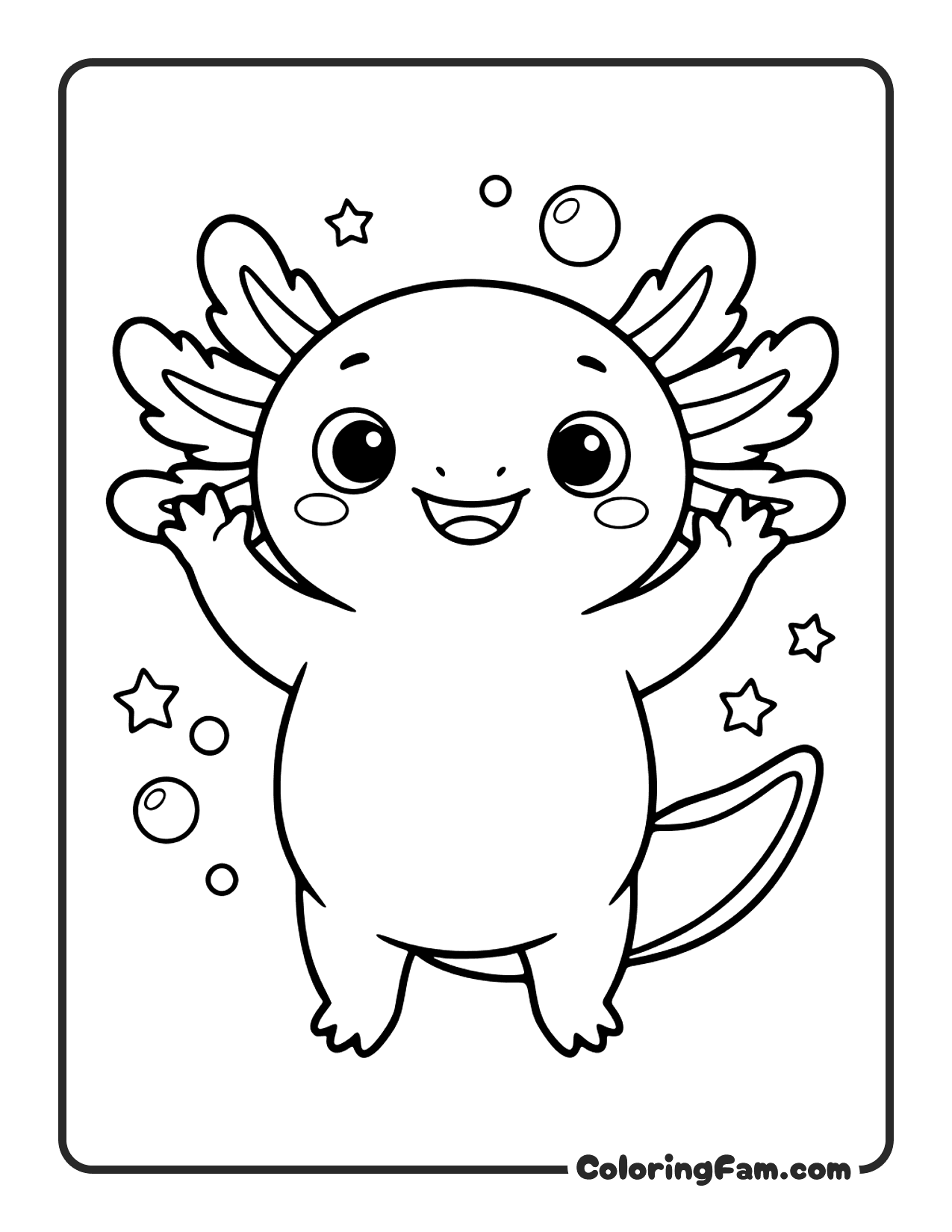 Axolotl Raising Hands coloring page