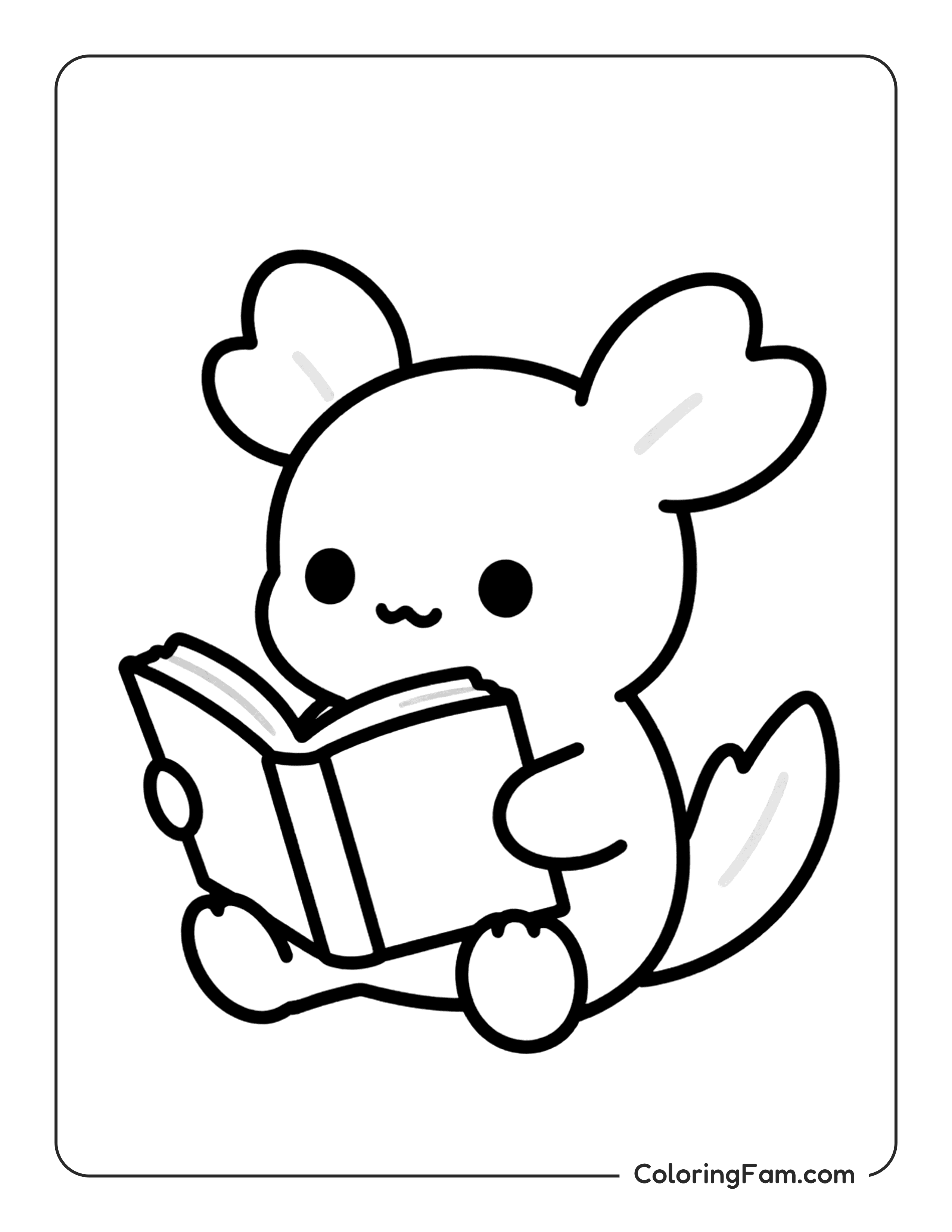 Axolotl Reading A Book coloring page