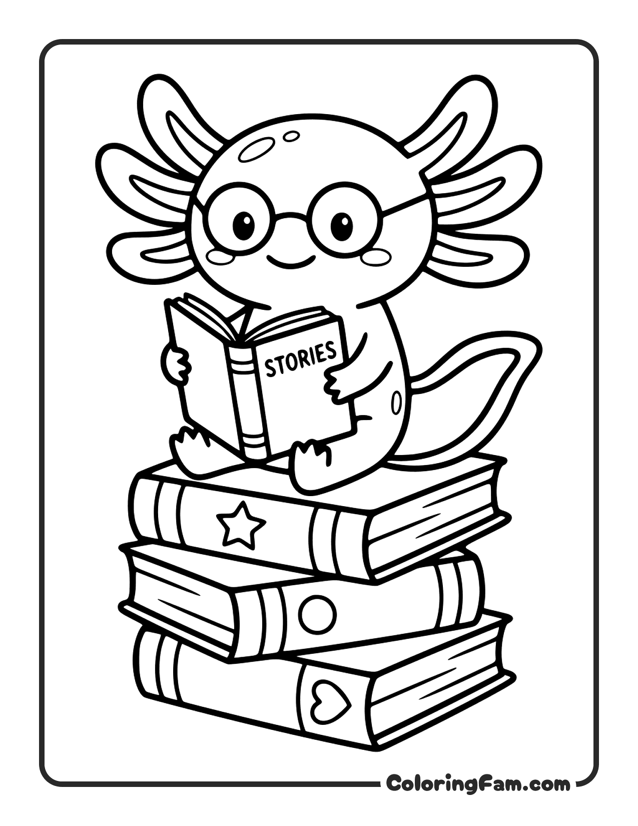 Axolotl Reading Book coloring page
