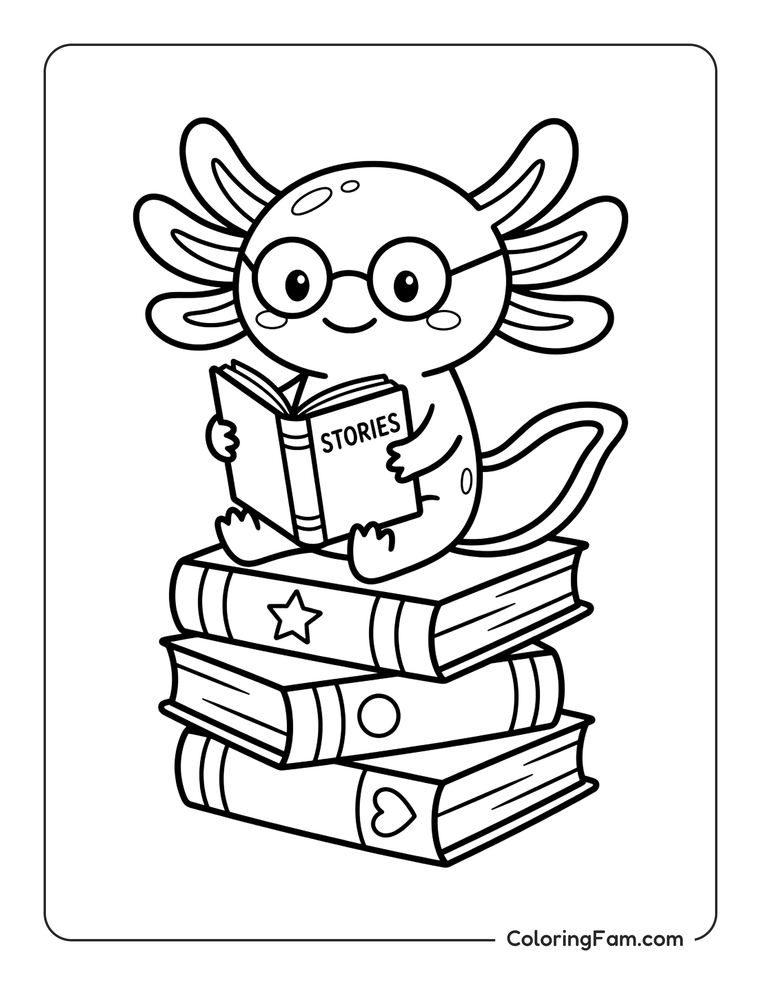 Axolotl Reading Book coloring page