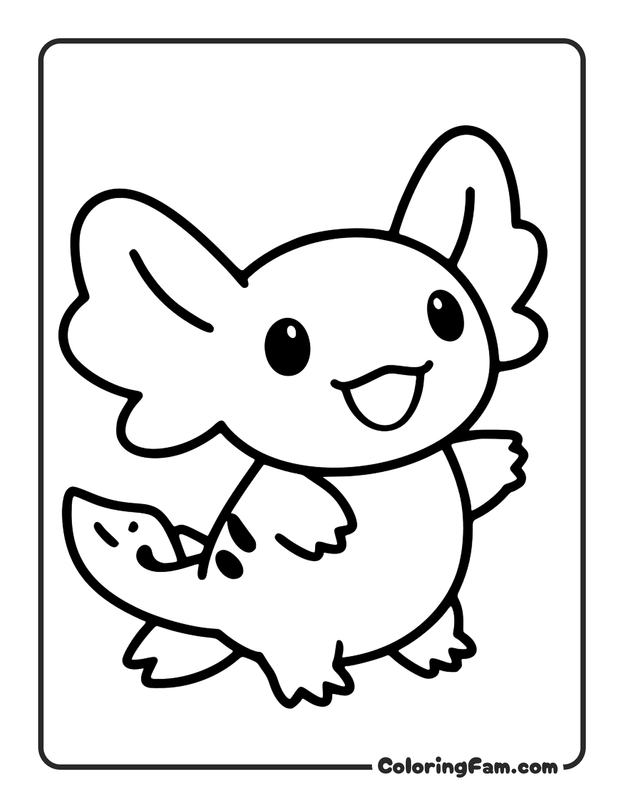 Axolotl Waving Hand coloring page
