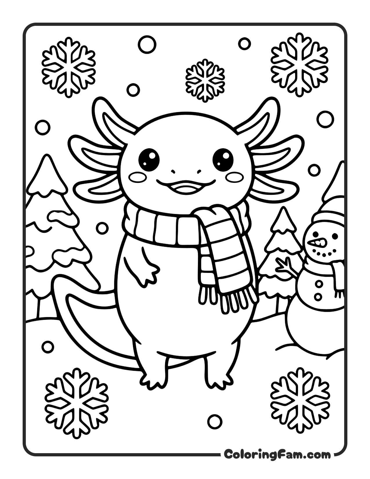 Axolotl Wearing Scarf coloring page