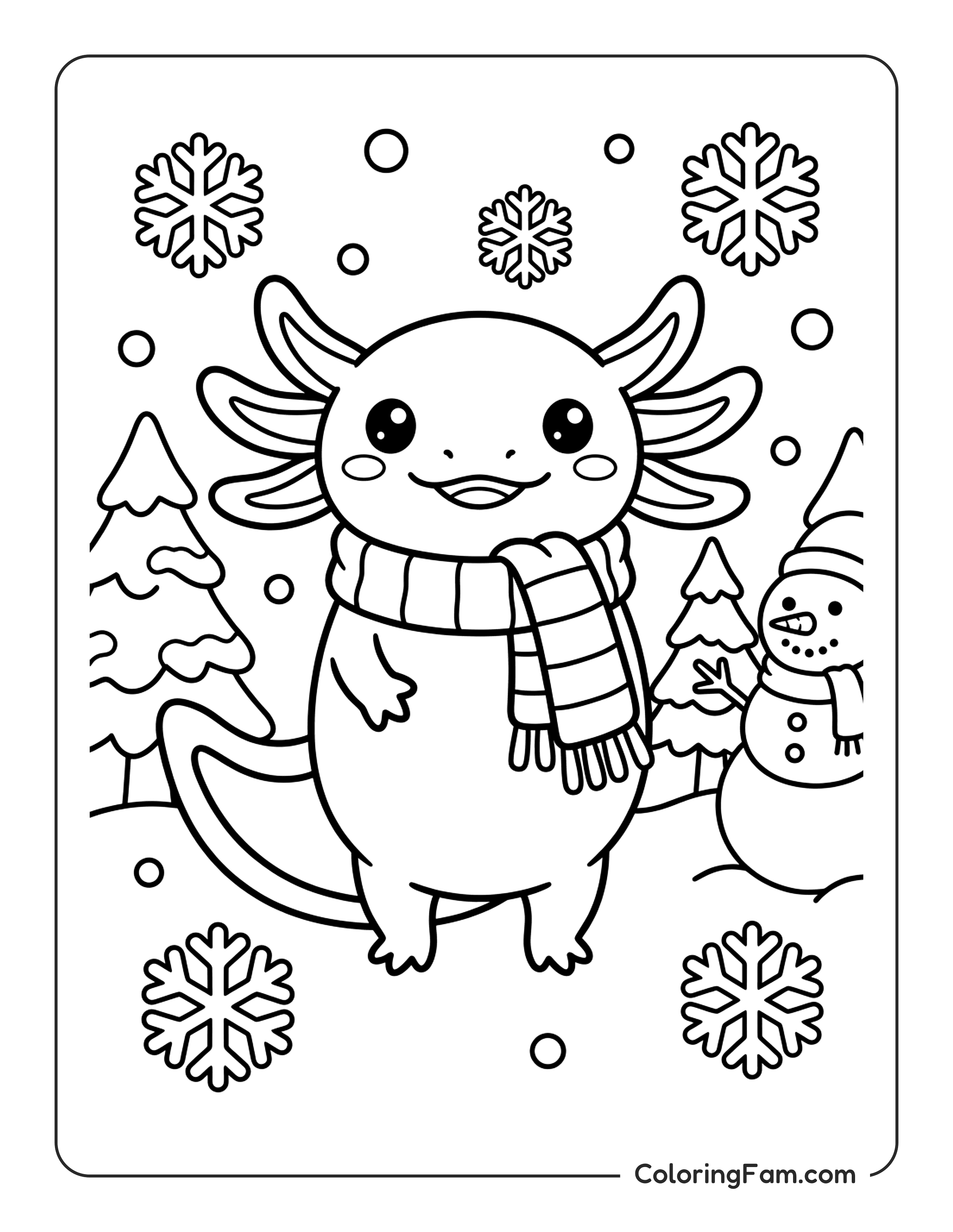 Axolotl Wearing Scarf coloring page