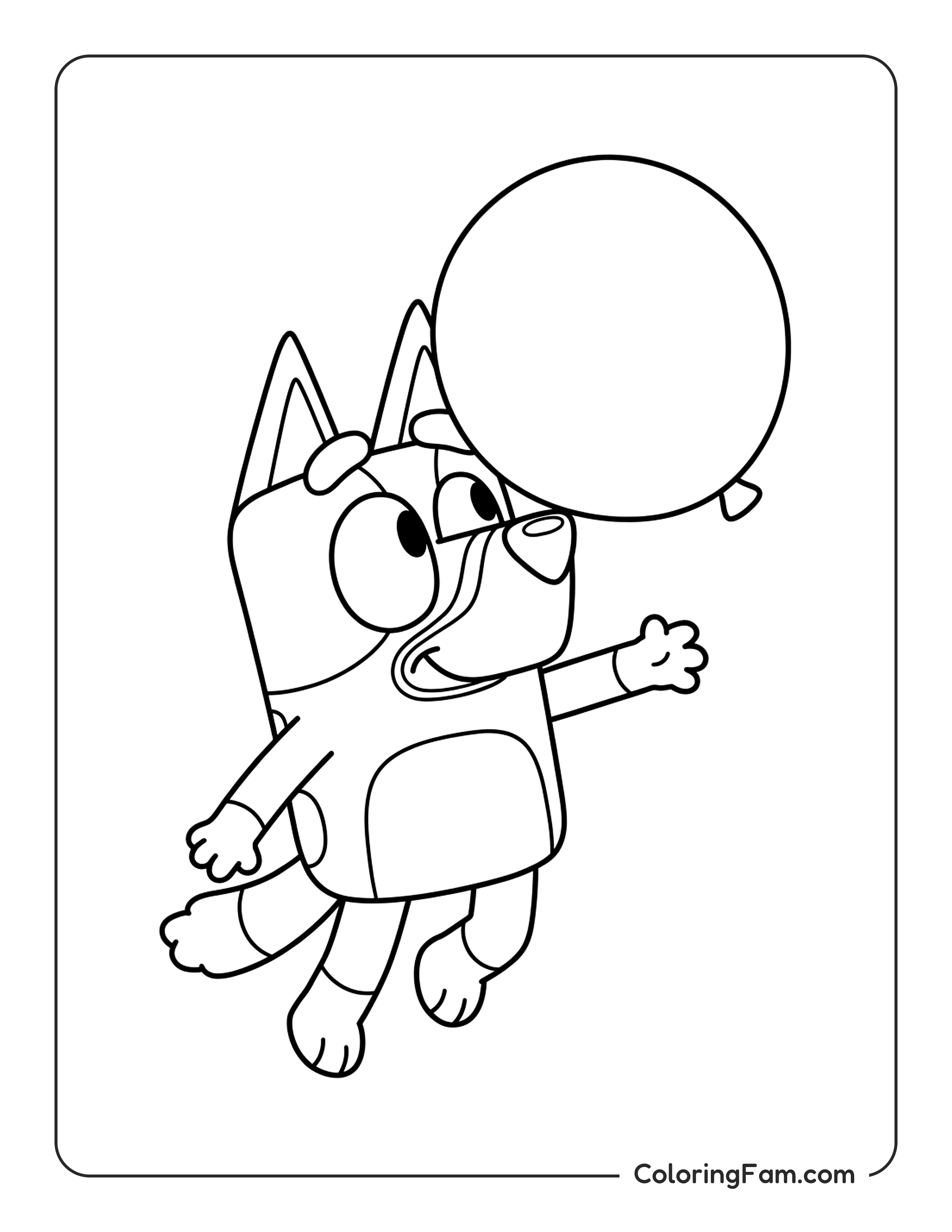 Bluey Playing Keepy Uppy With A Balloon coloring page