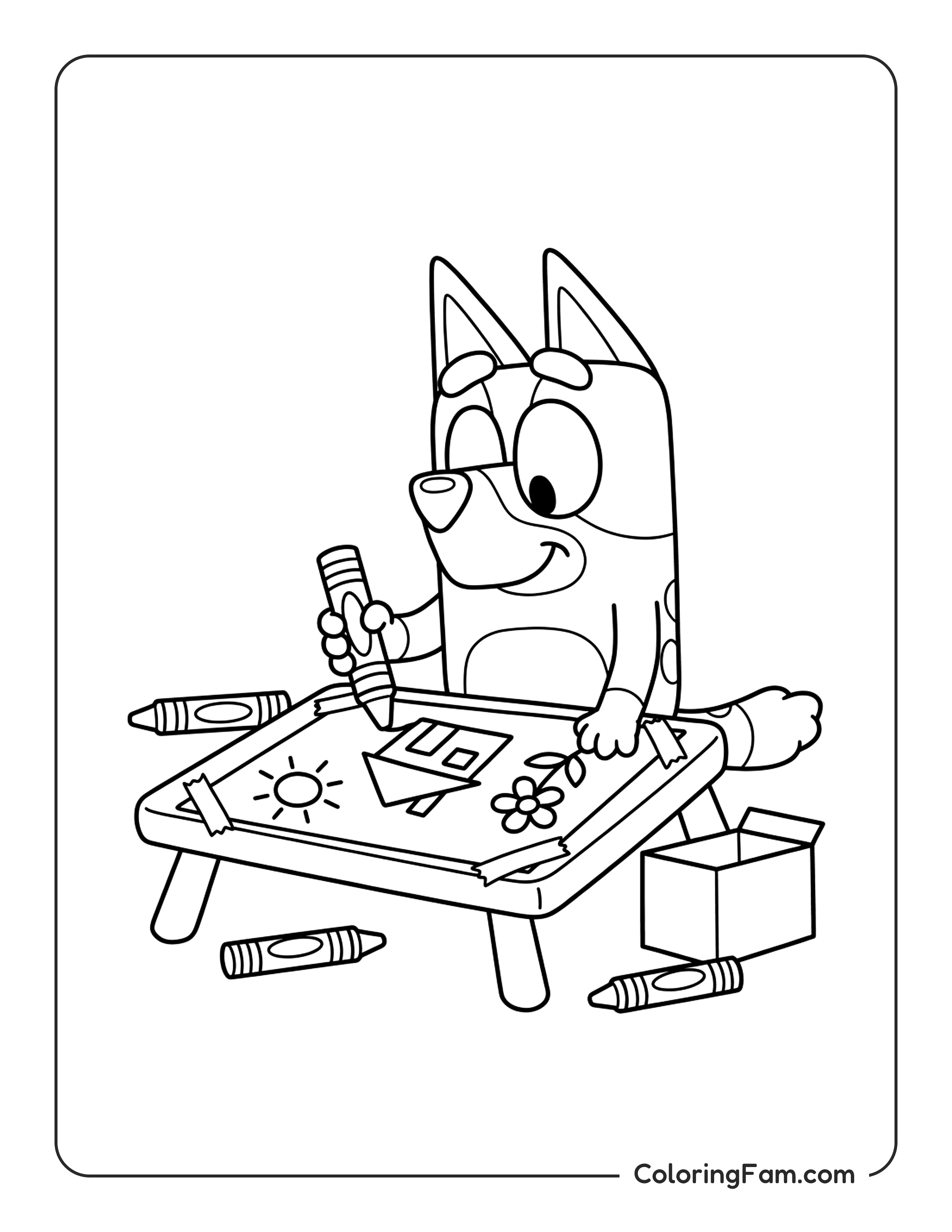 Bluey Drawing House coloring page