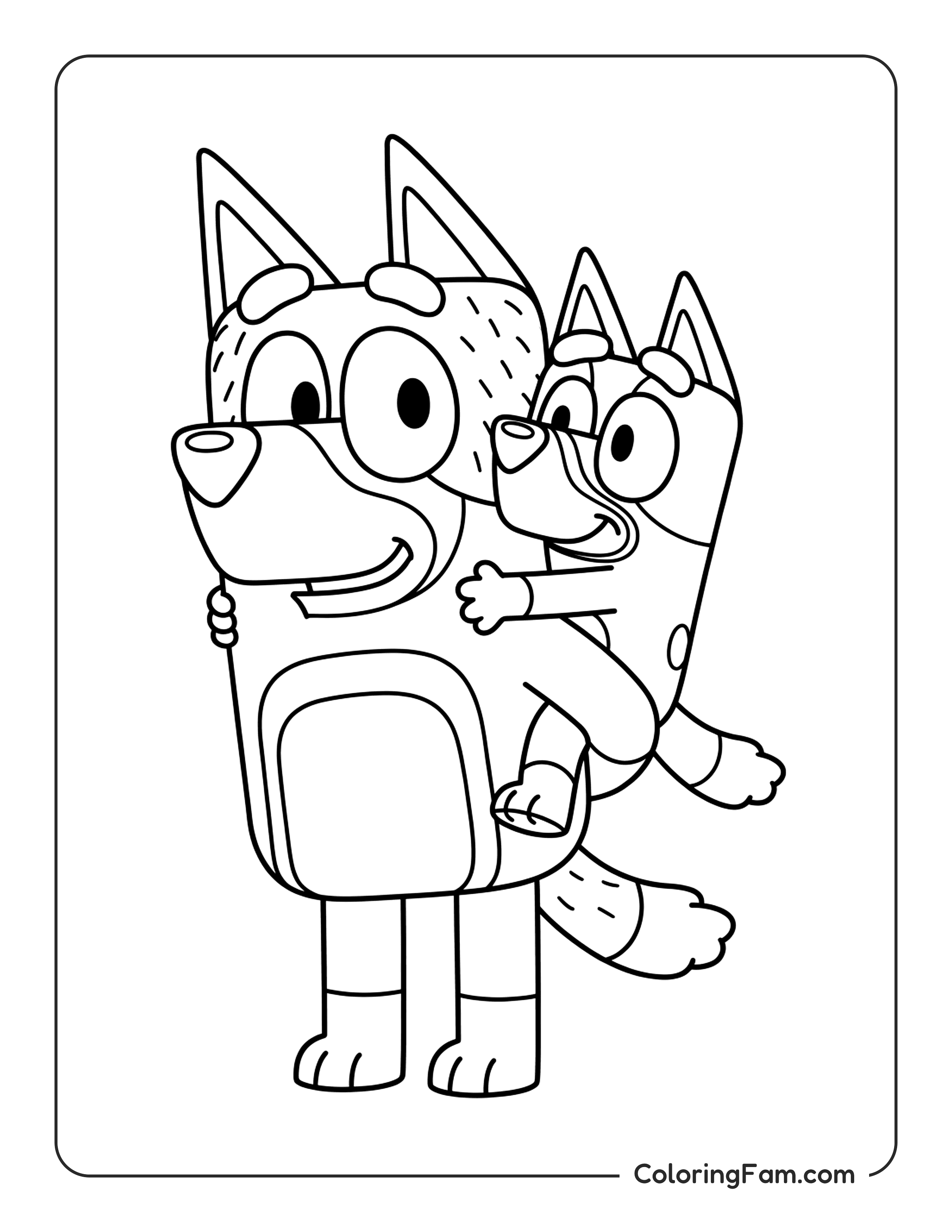 Bluey Piggyback Ride coloring page