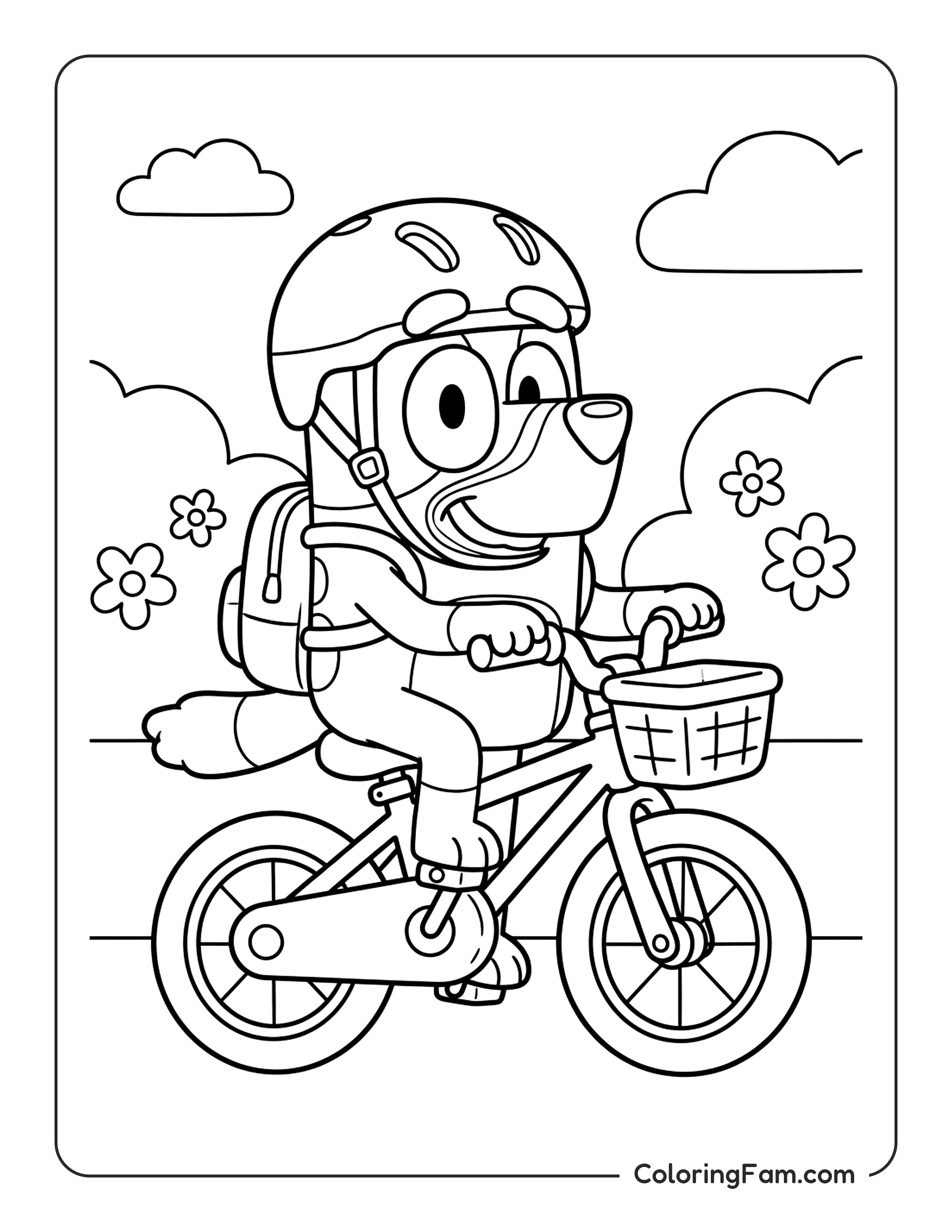 Bluey Riding Bicycle coloring page