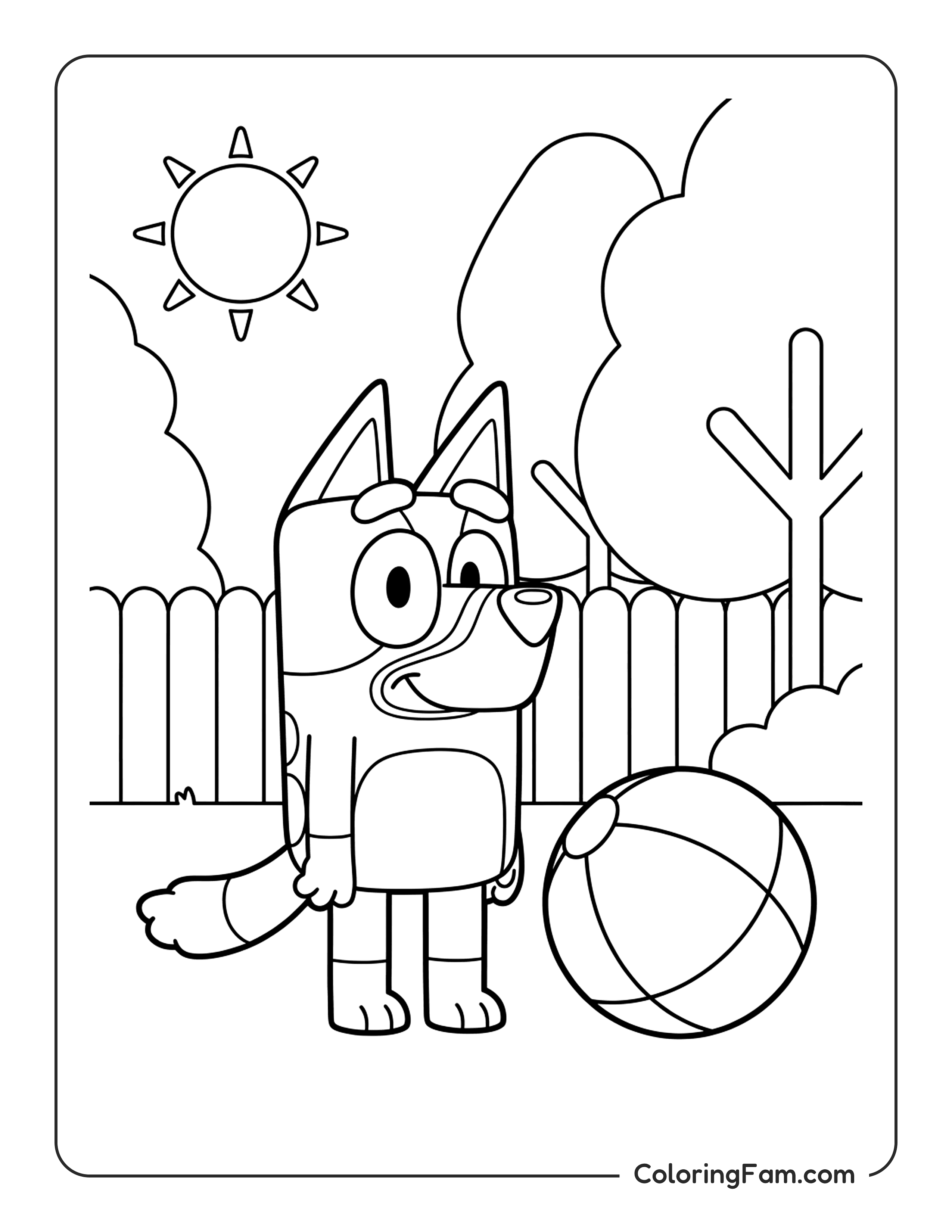 Bluey With Beach Ball coloring page