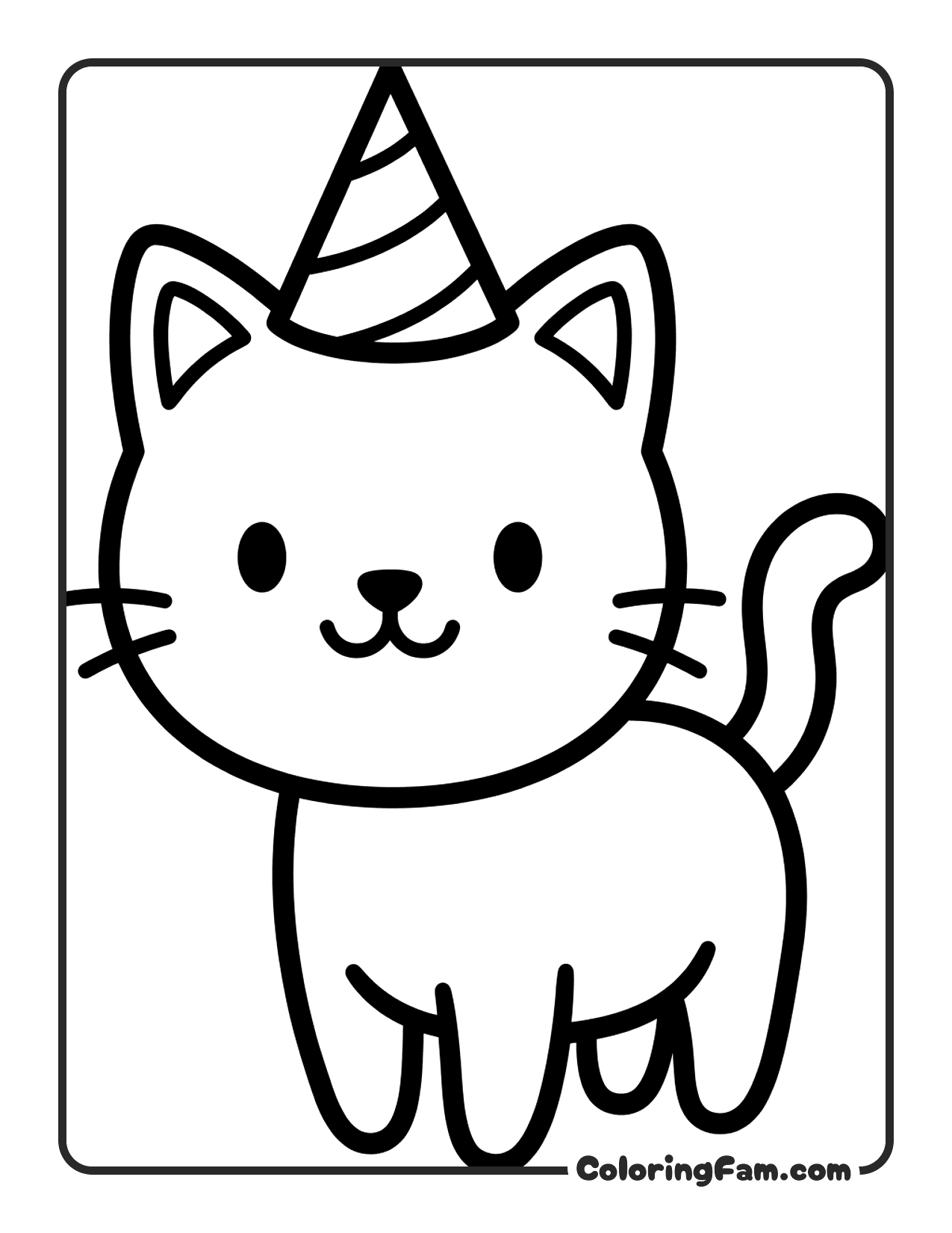 Cat Wearing A Party Hat coloring page