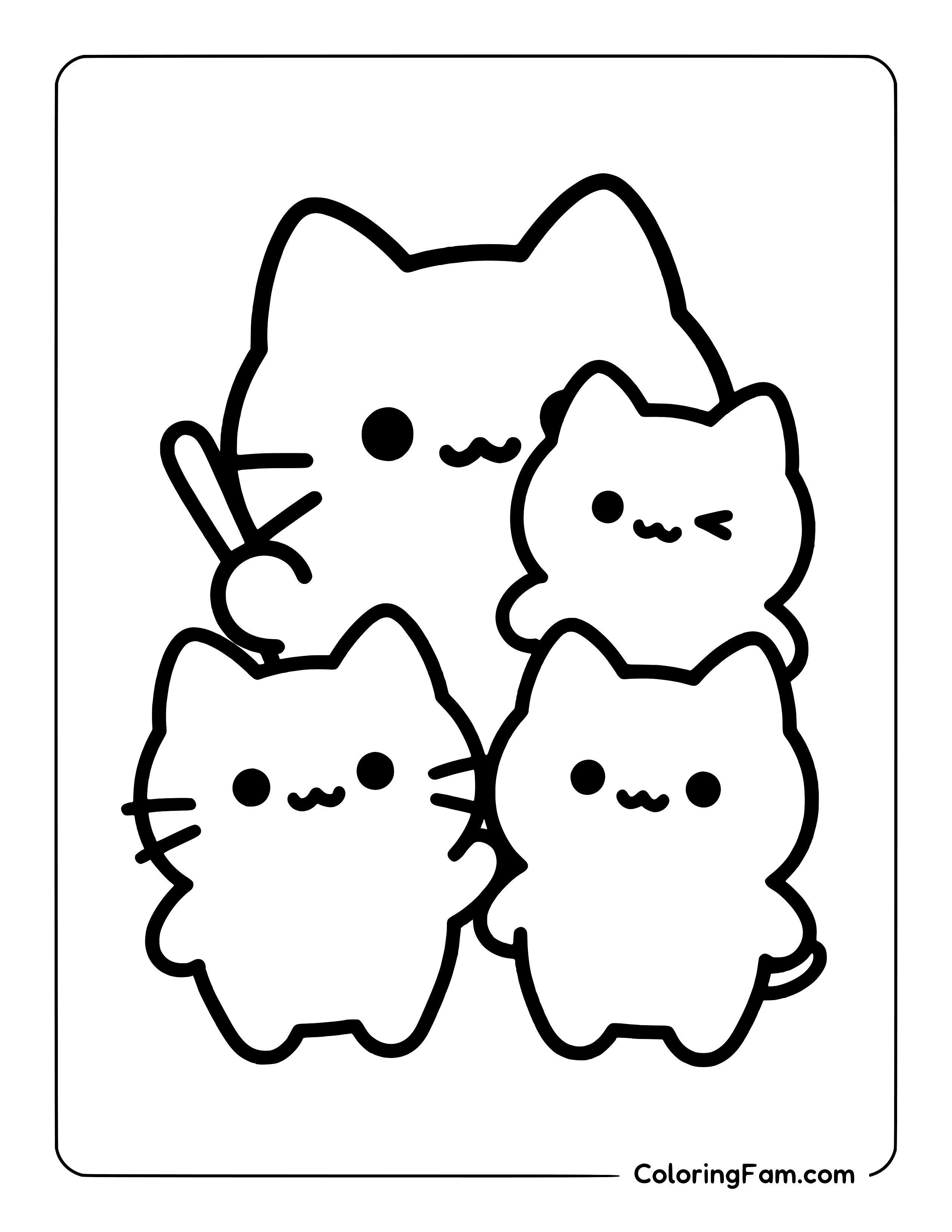 Cat Family Portrait coloring page