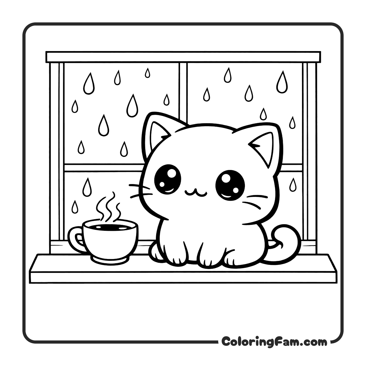 Windowsill Rain coloring page