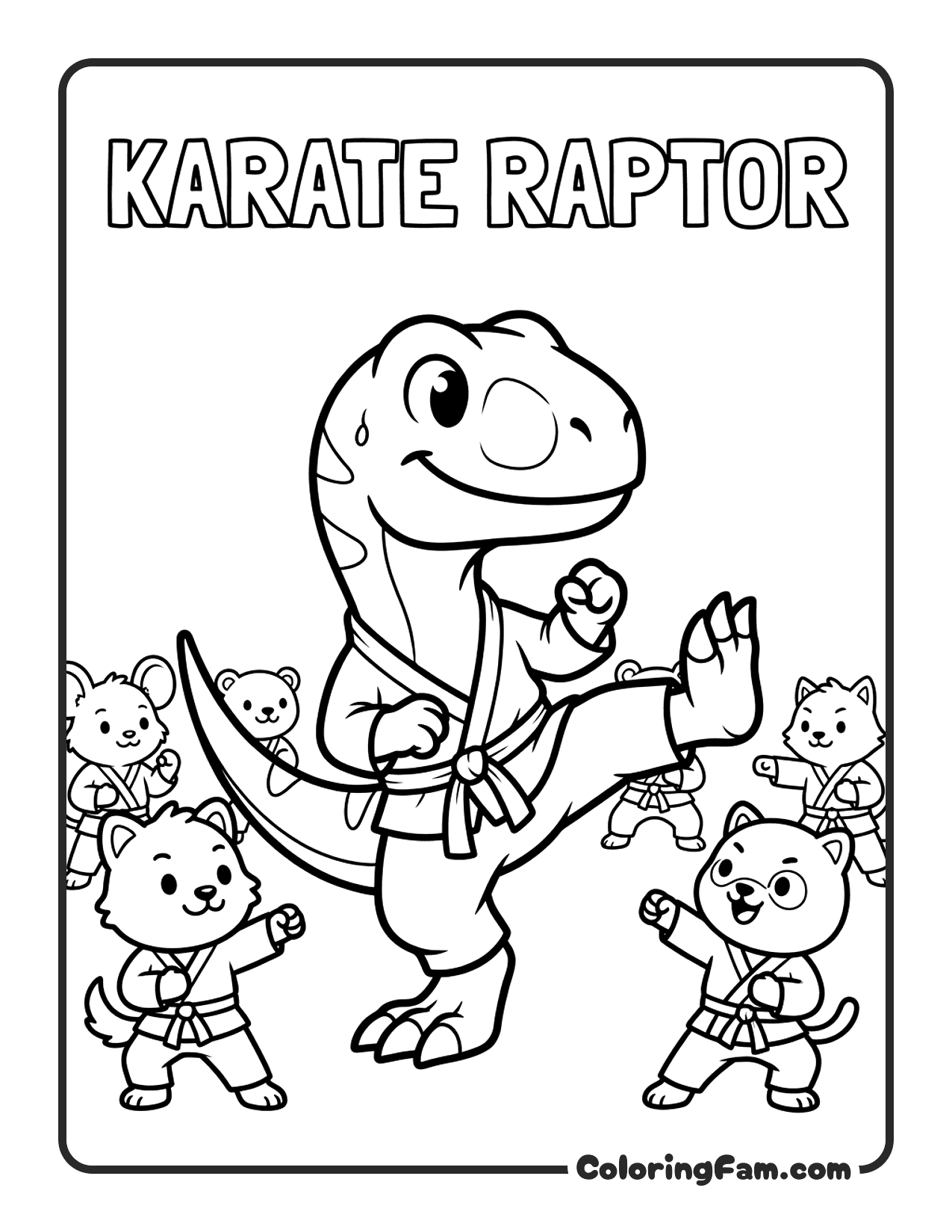 Raptor Doing Karate coloring page