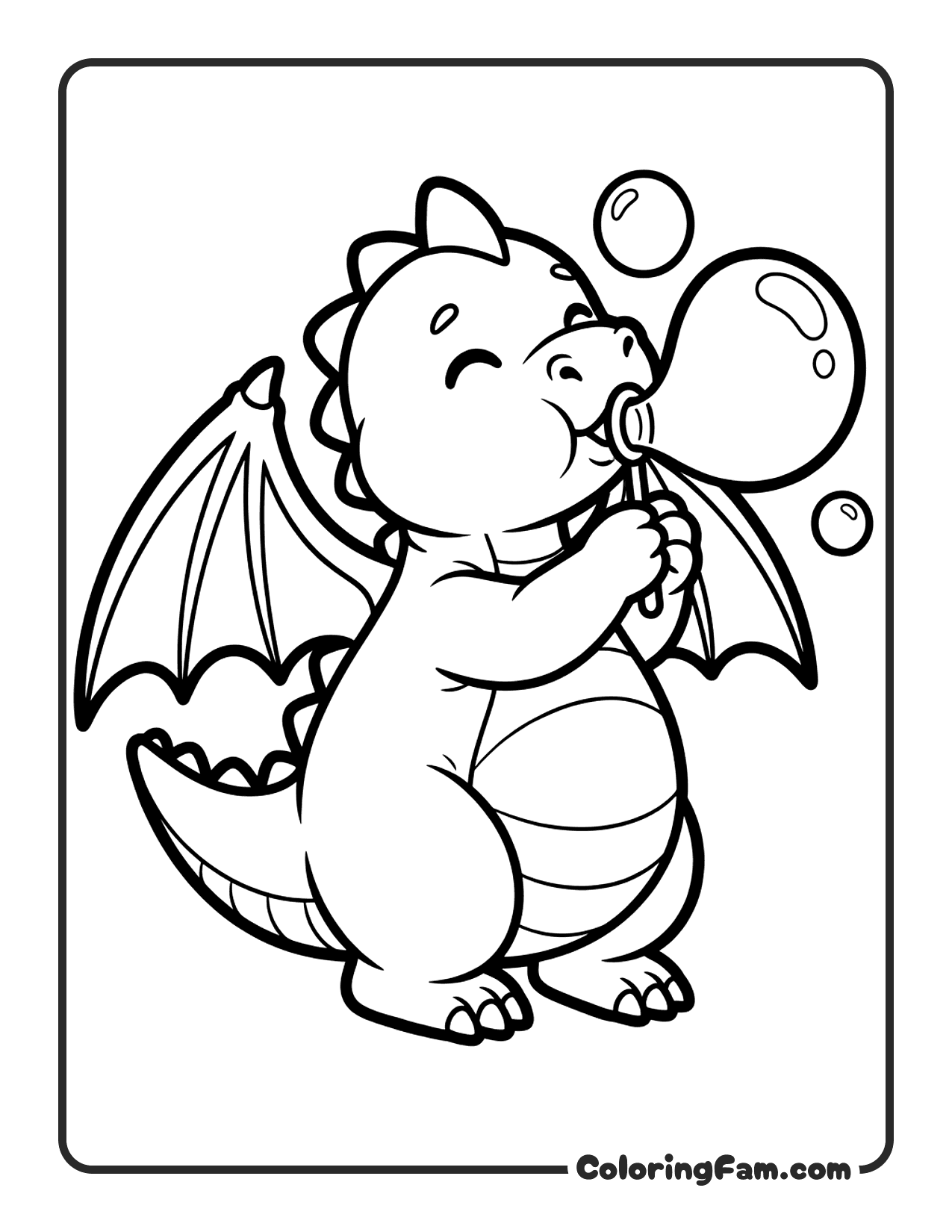 Dragon Blowing Bubbles coloring page