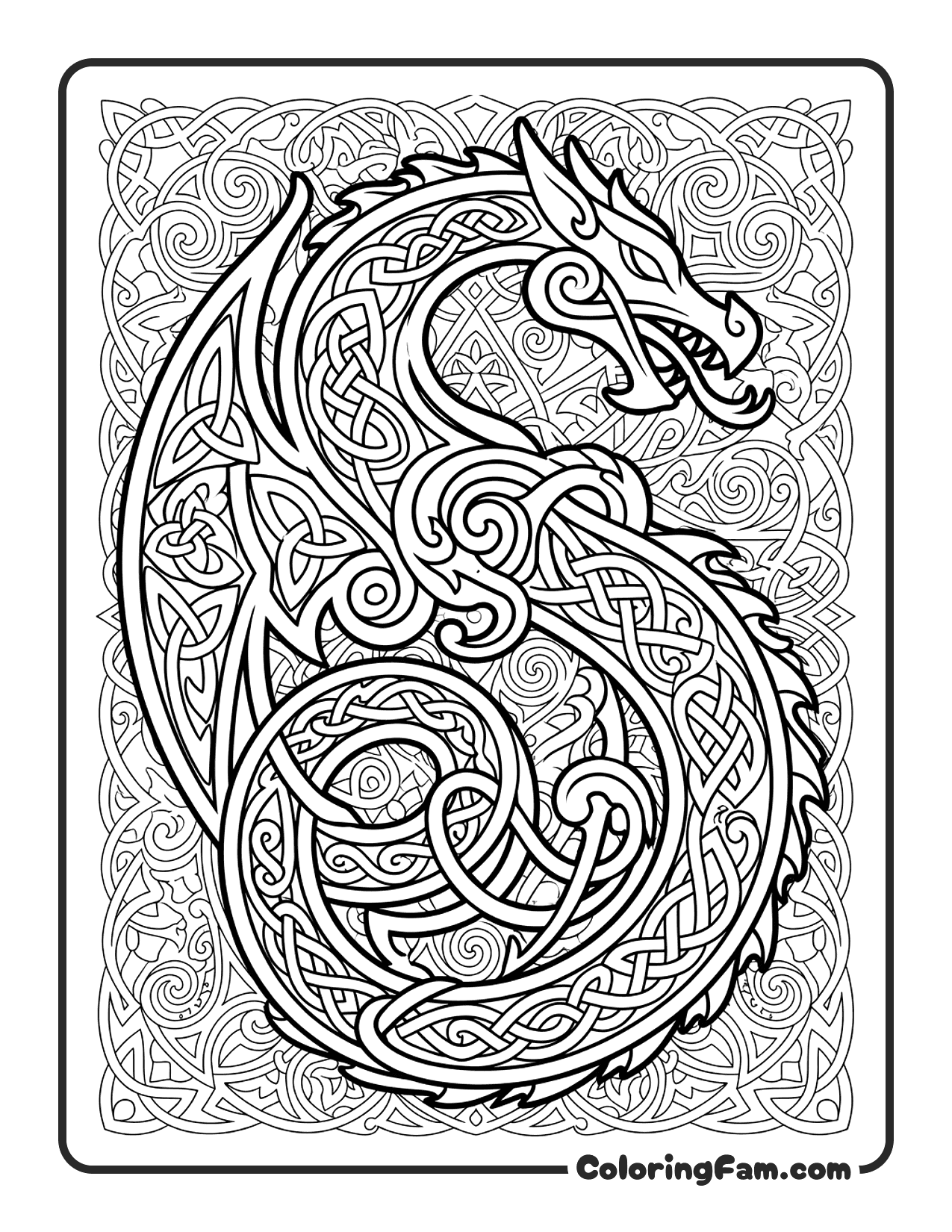 Dragon Celtic Knotwork coloring page