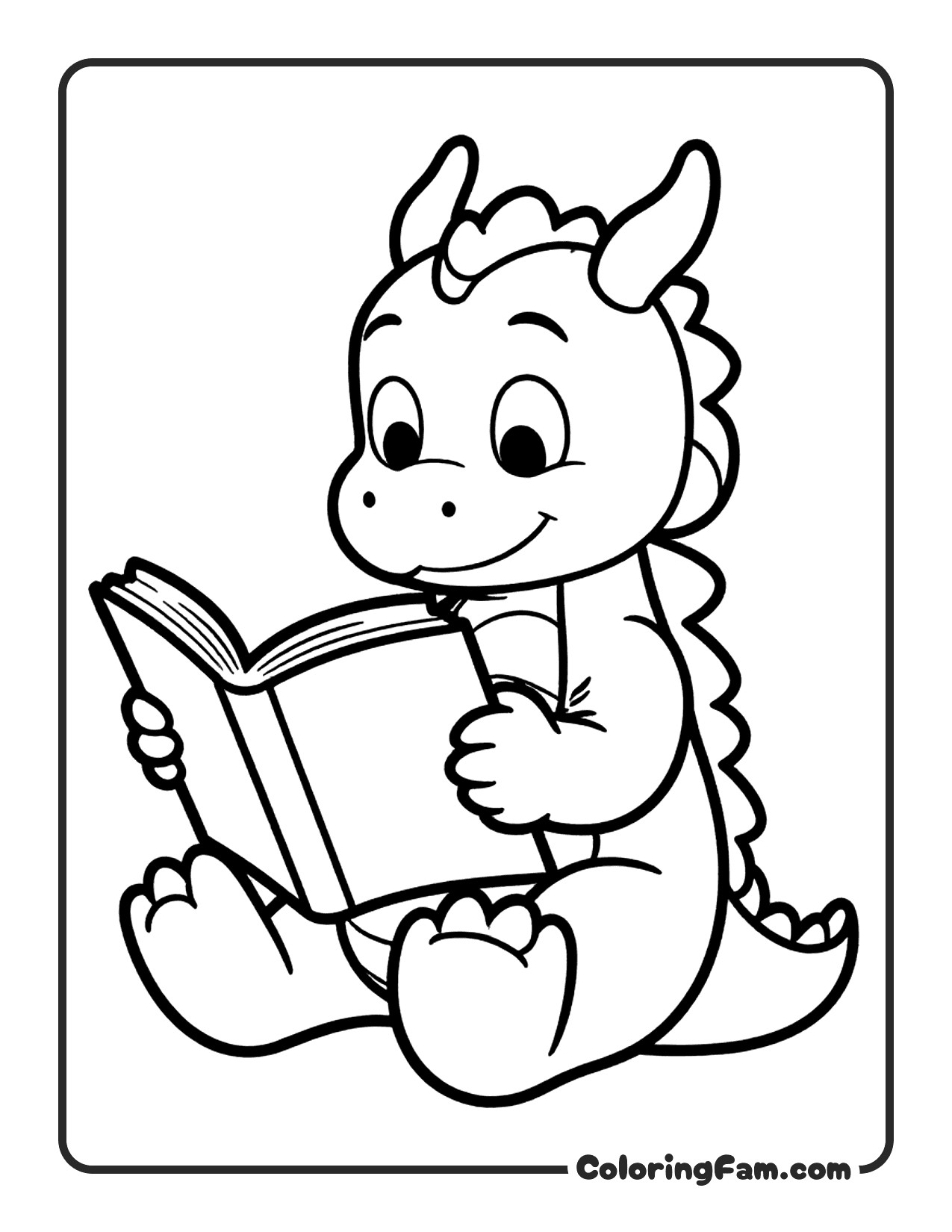 Dragon Reading Book coloring page