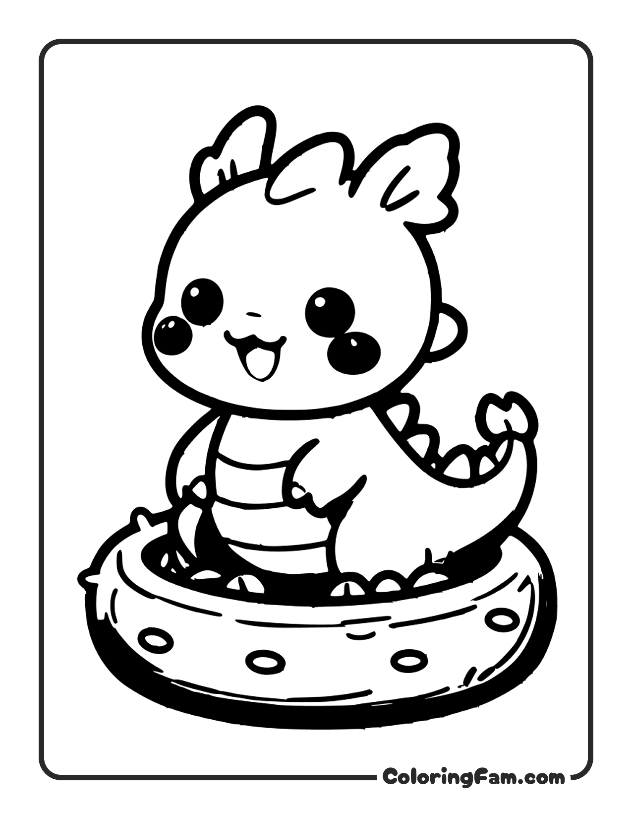 Dragon Sitting In Donut coloring page