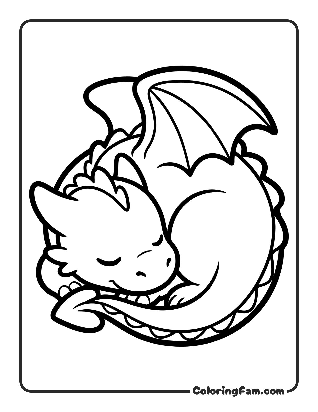 Dragon Sleeping Curled coloring page