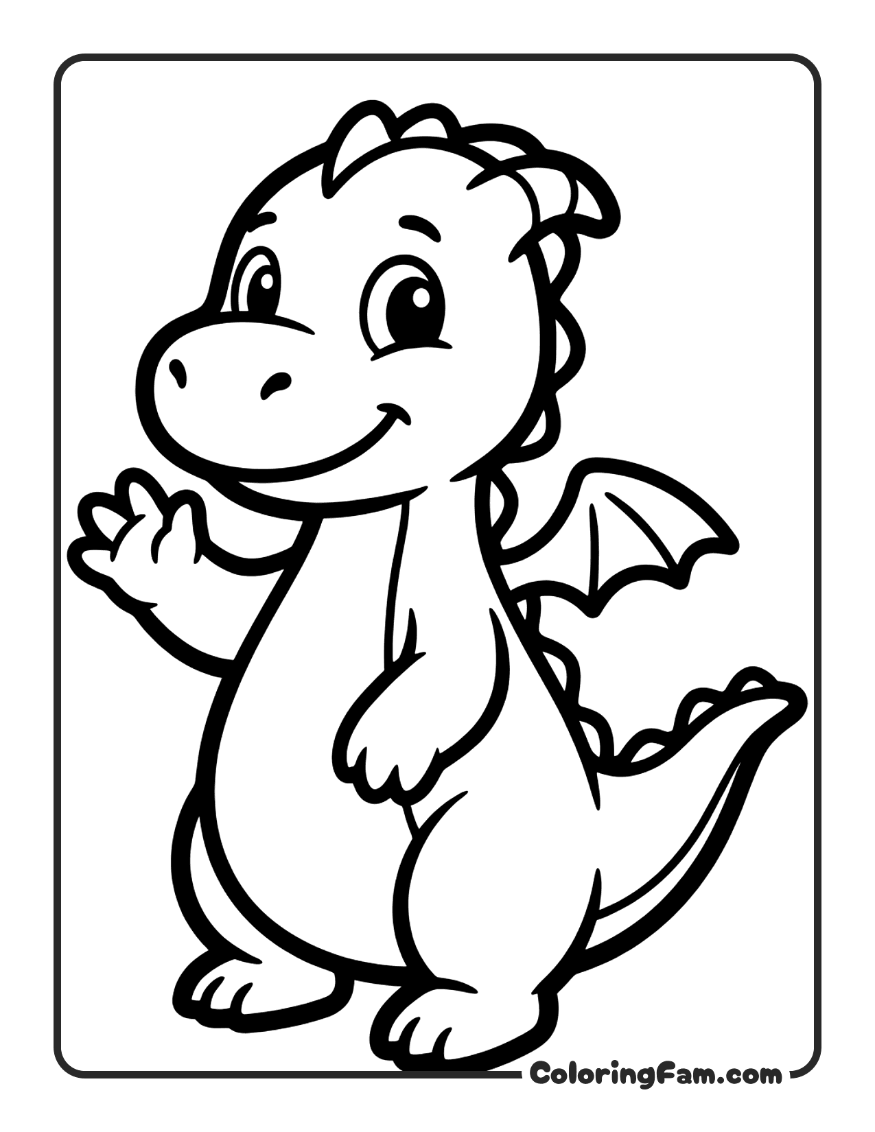 Dragon Waving Hand coloring page