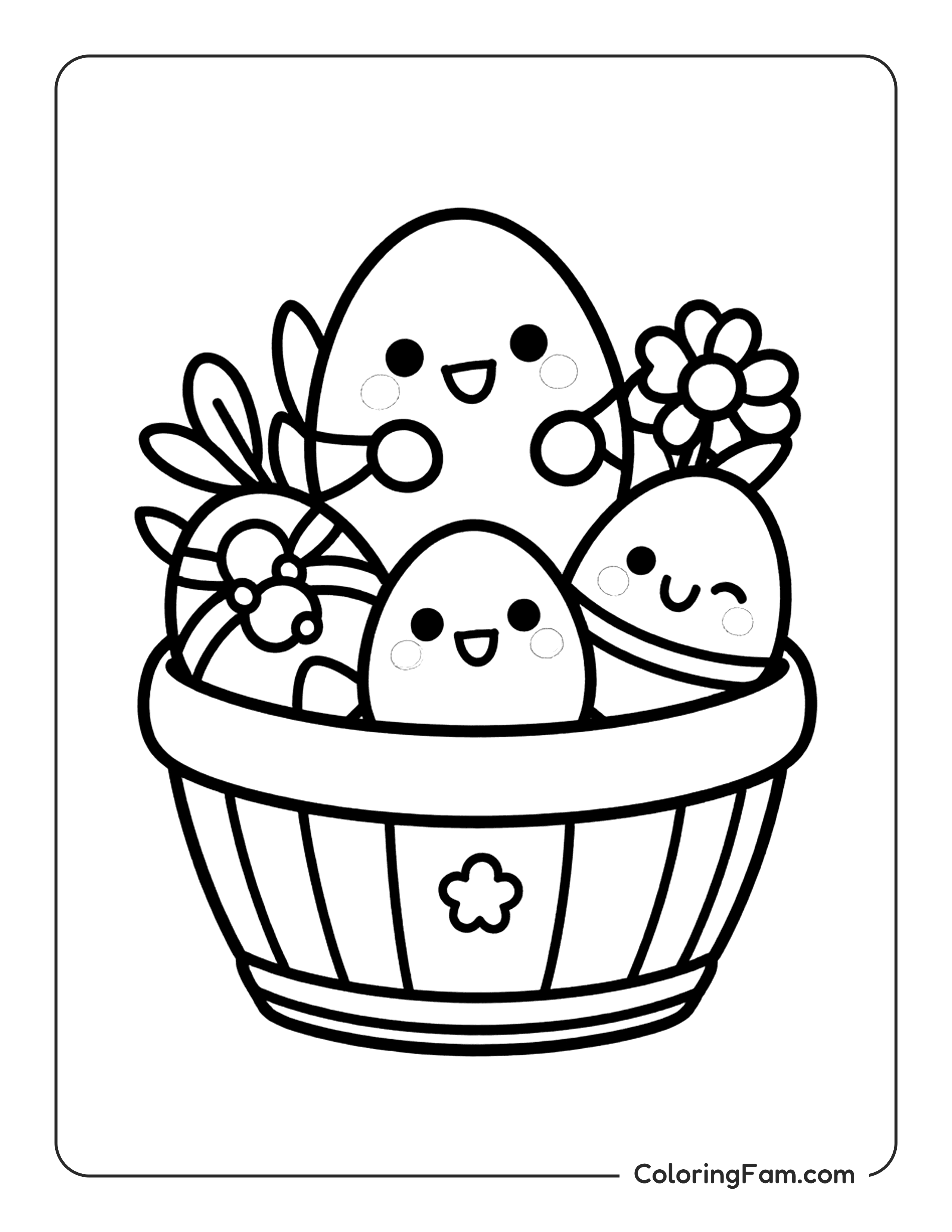 Easter Eggs In Basket coloring page