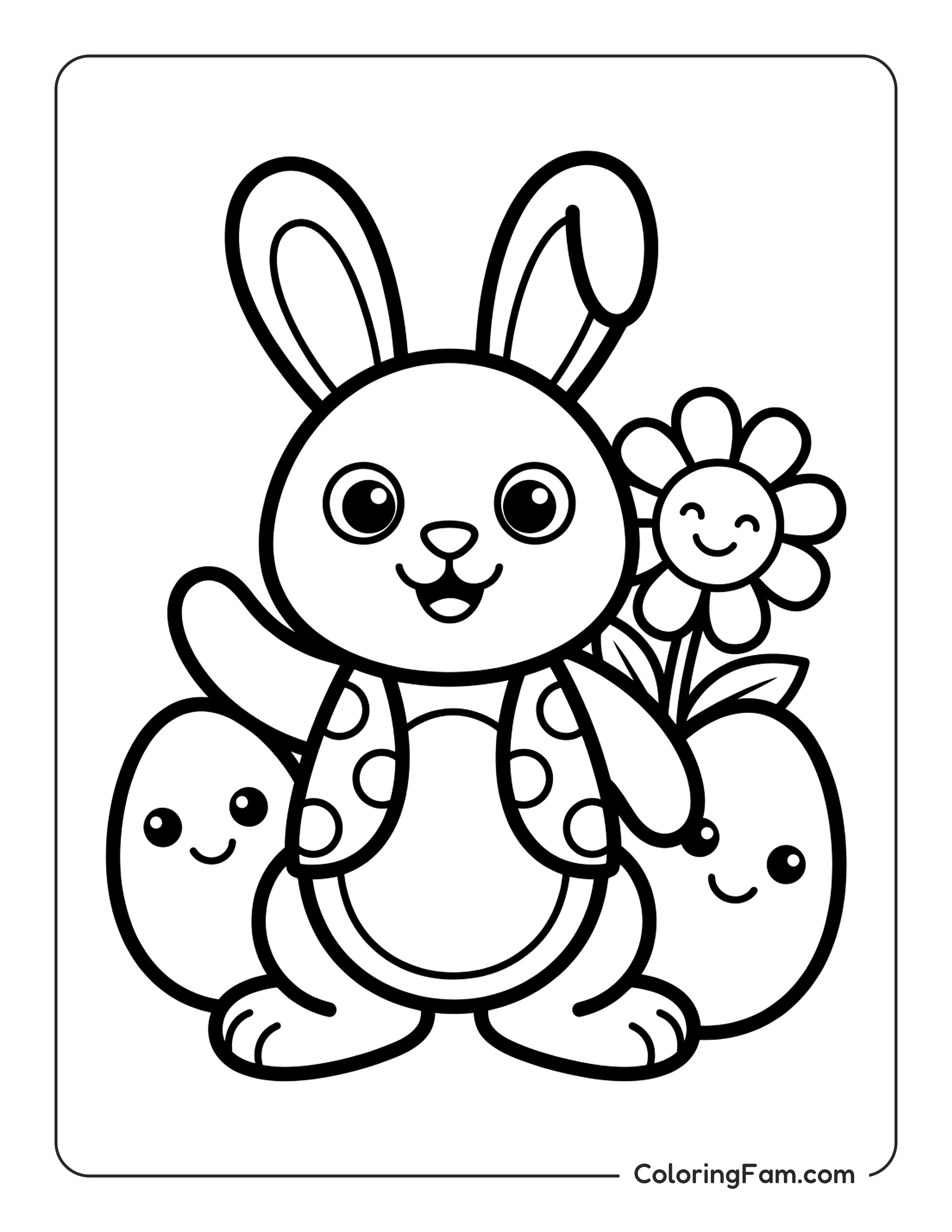 Rabbit With Flower Eggs coloring page