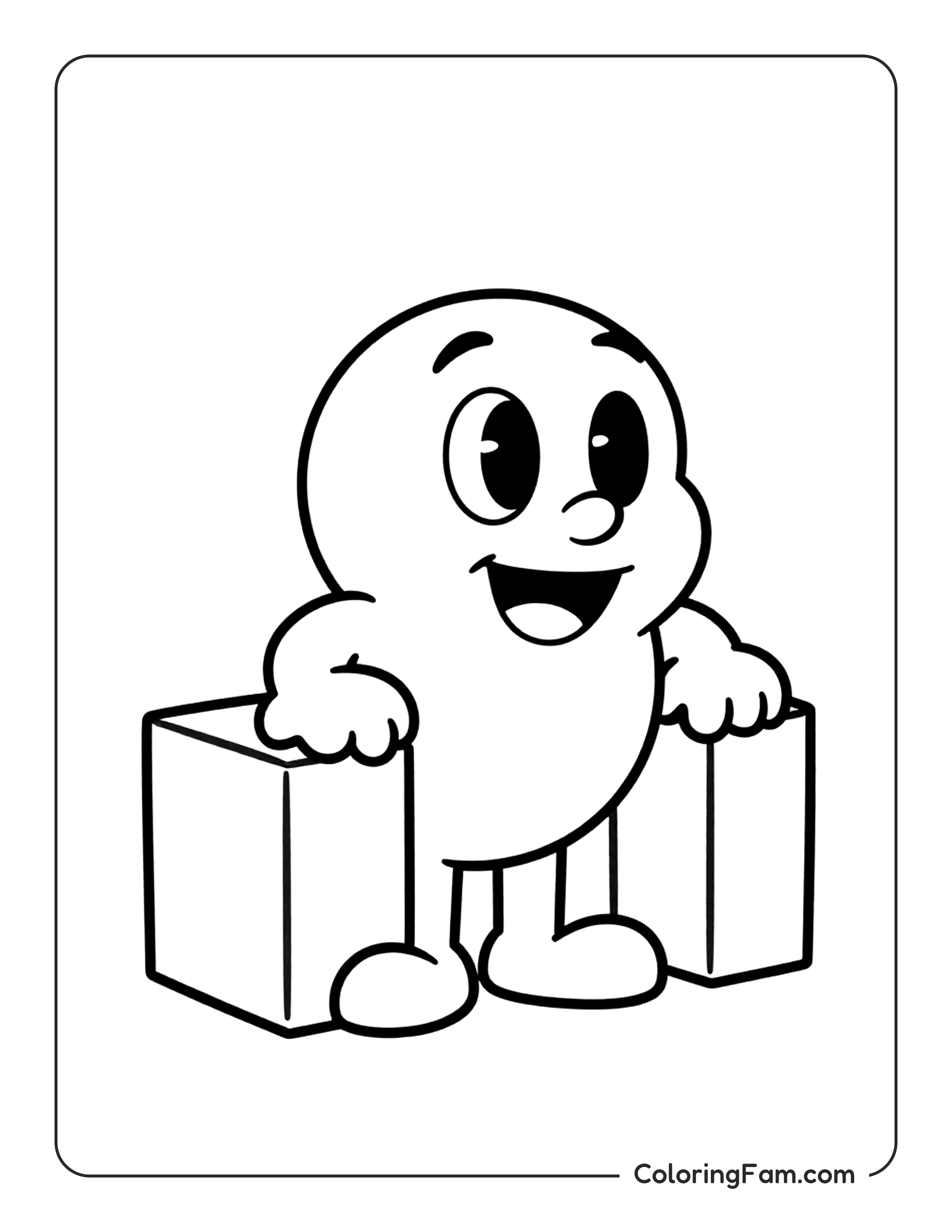 Blob Holding Boxes coloring page