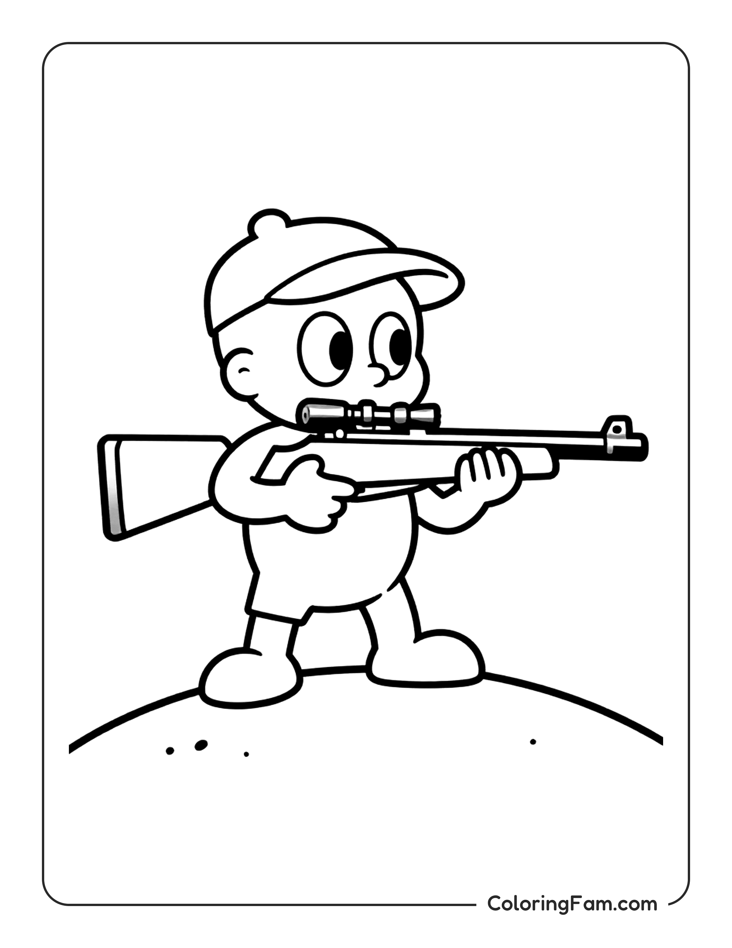 Boy Holding Rifle coloring page