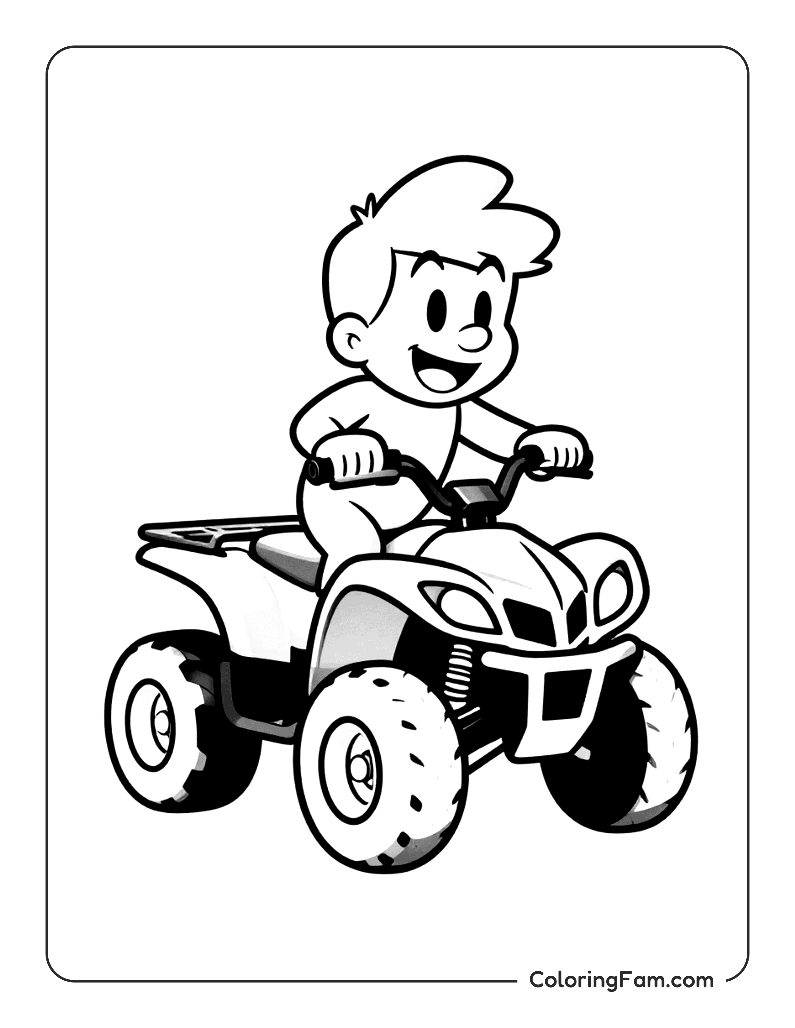 Boy Riding Quad Bike coloring page