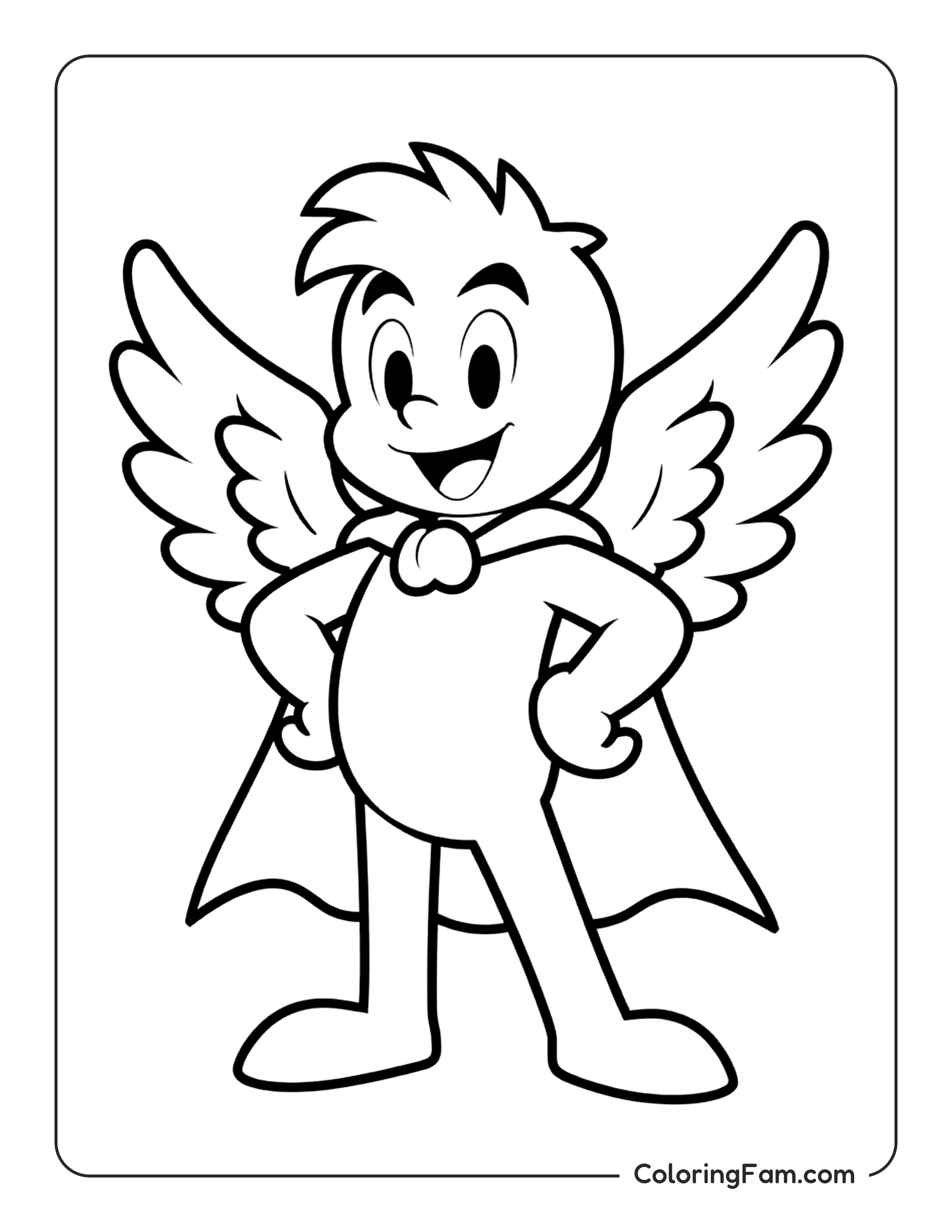 Superhero With Cape coloring page