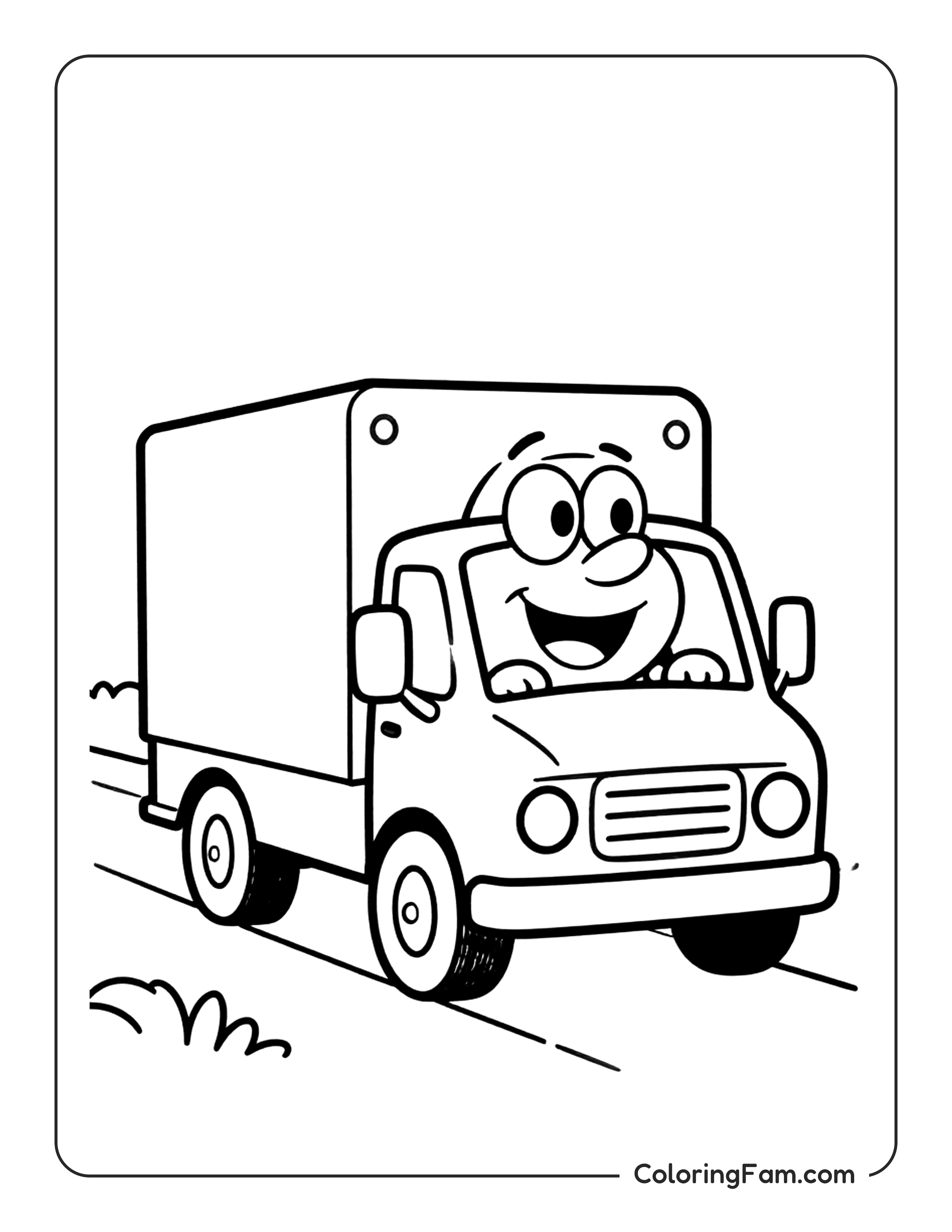 Truck Driving On Road coloring page