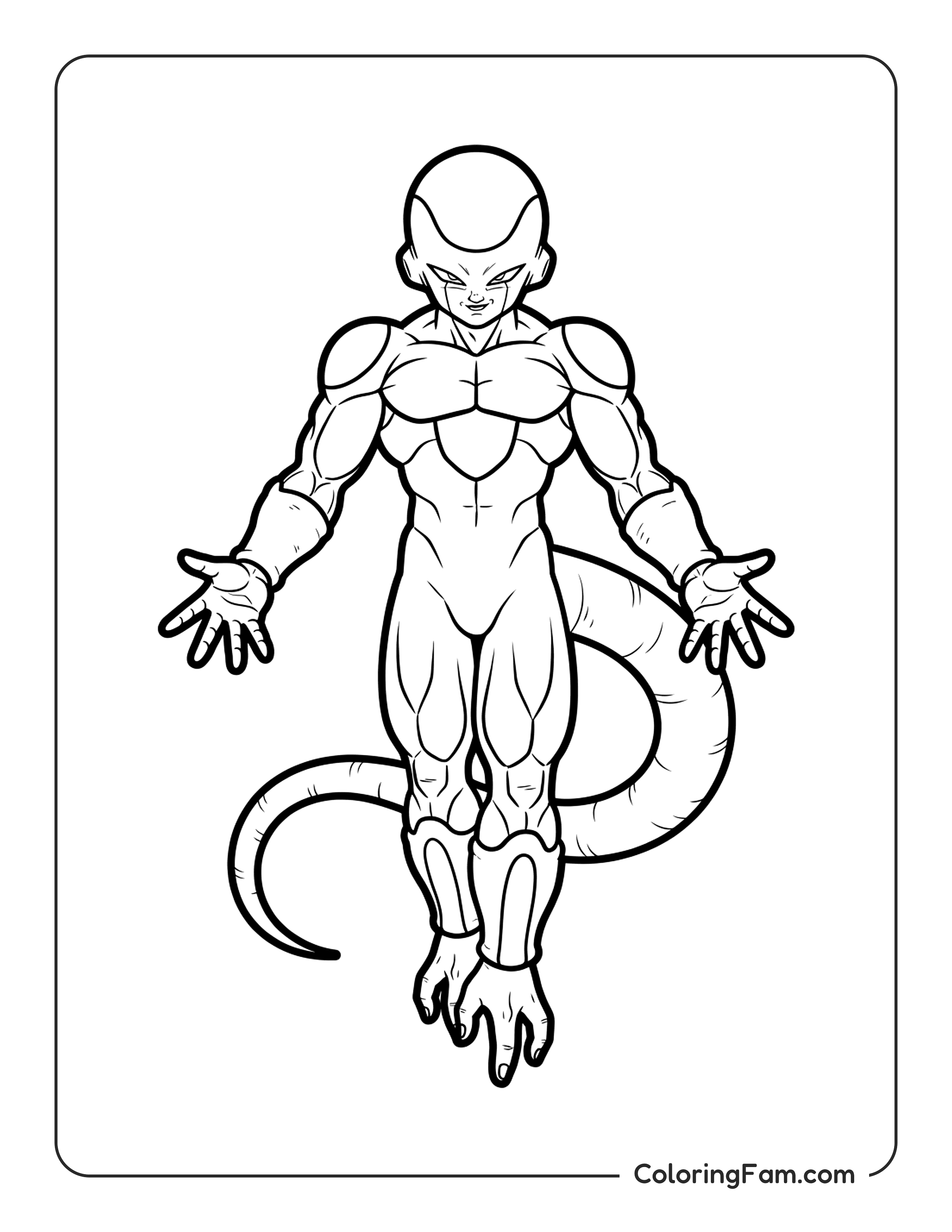Frieza In Final Form Floating With Tail coloring page