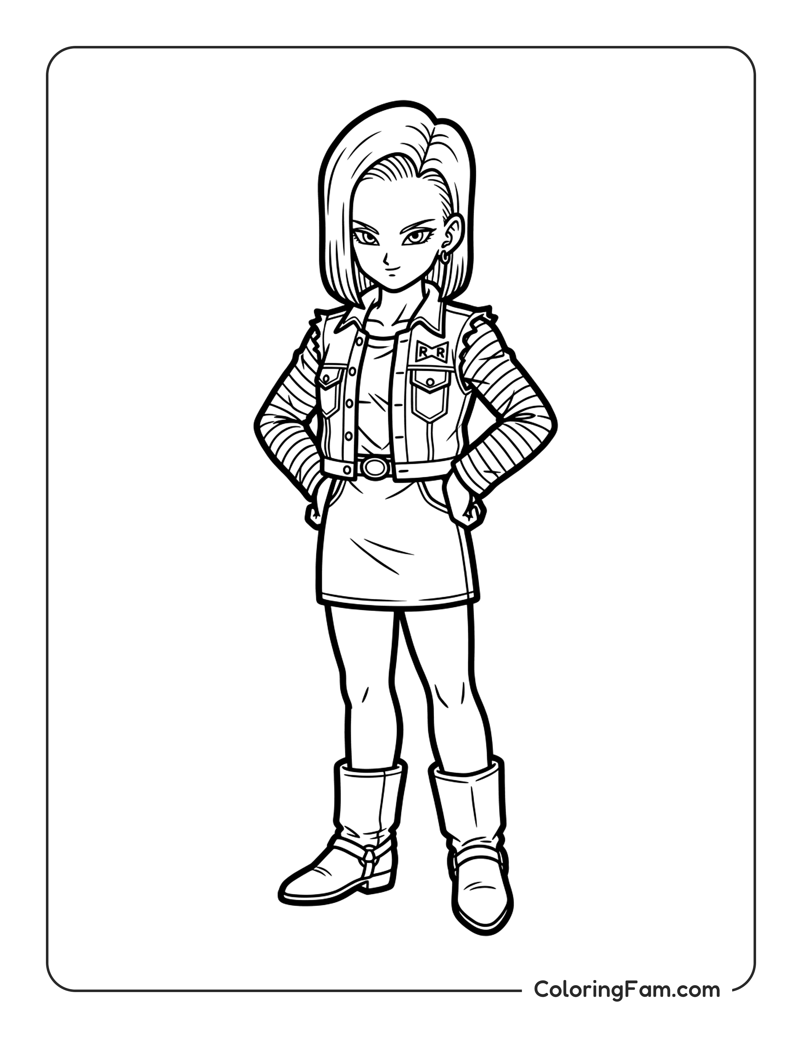 Android 18 Standing In A Confident Pose coloring page