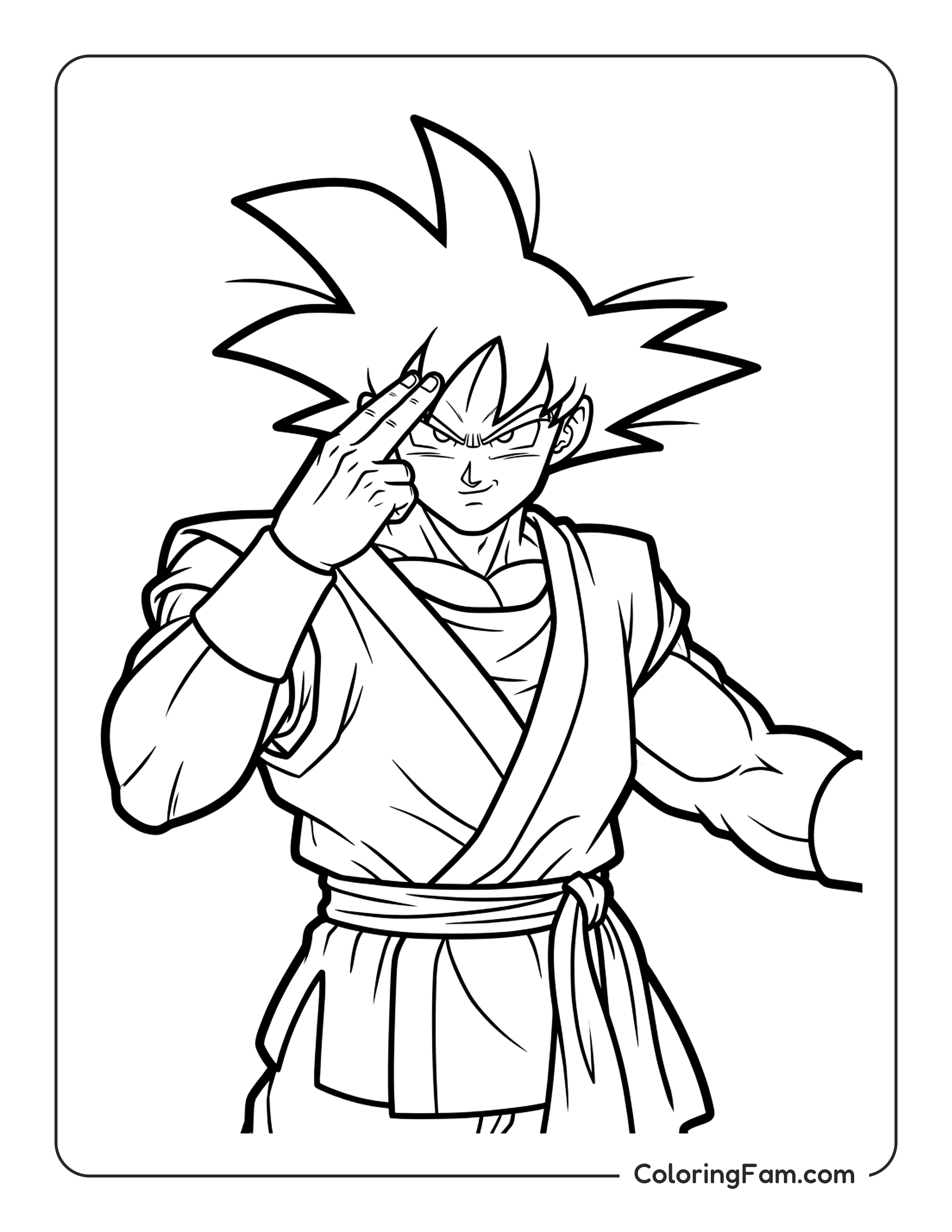 Goku Performing Instant Transmission Pose coloring page