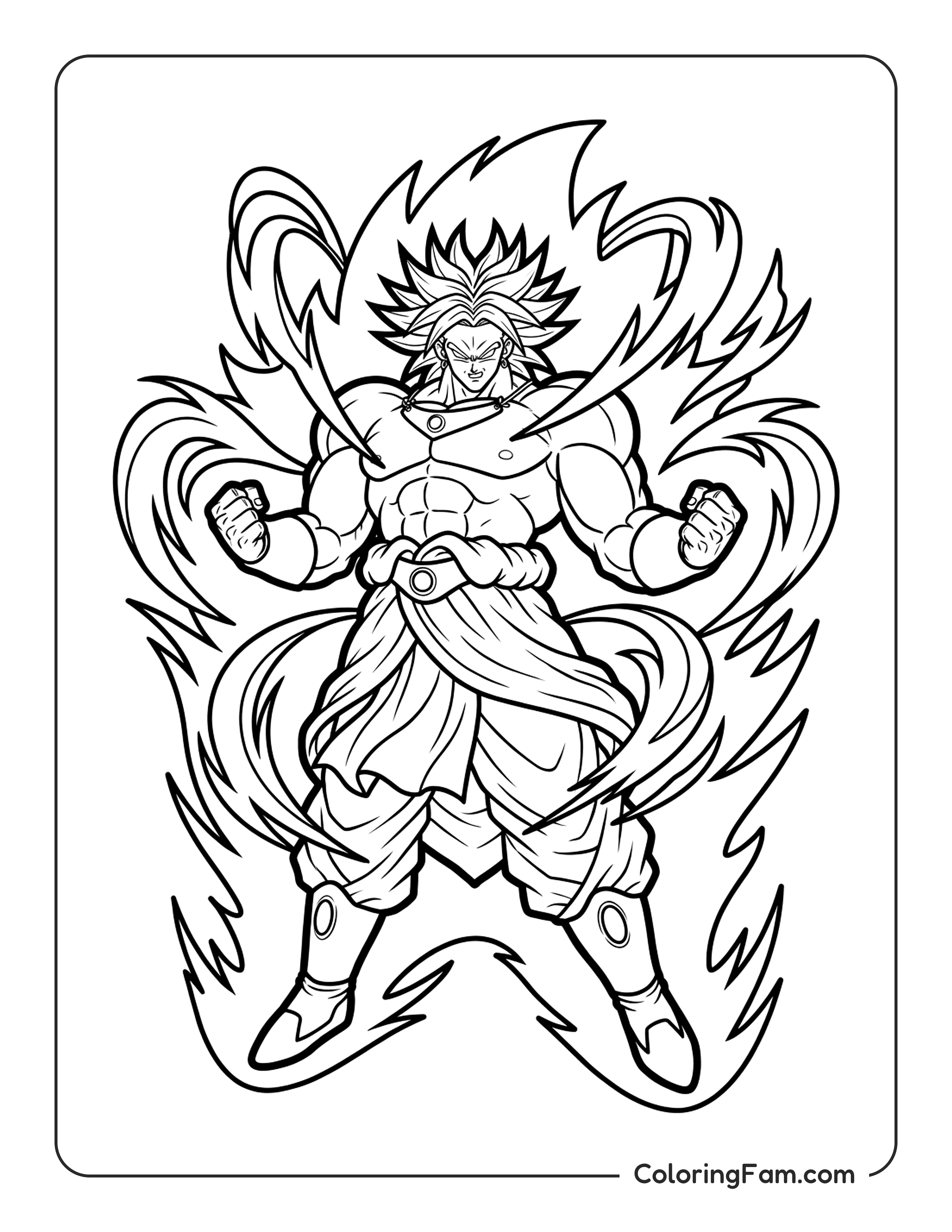 Broly Powering Up With Intense Energy coloring page