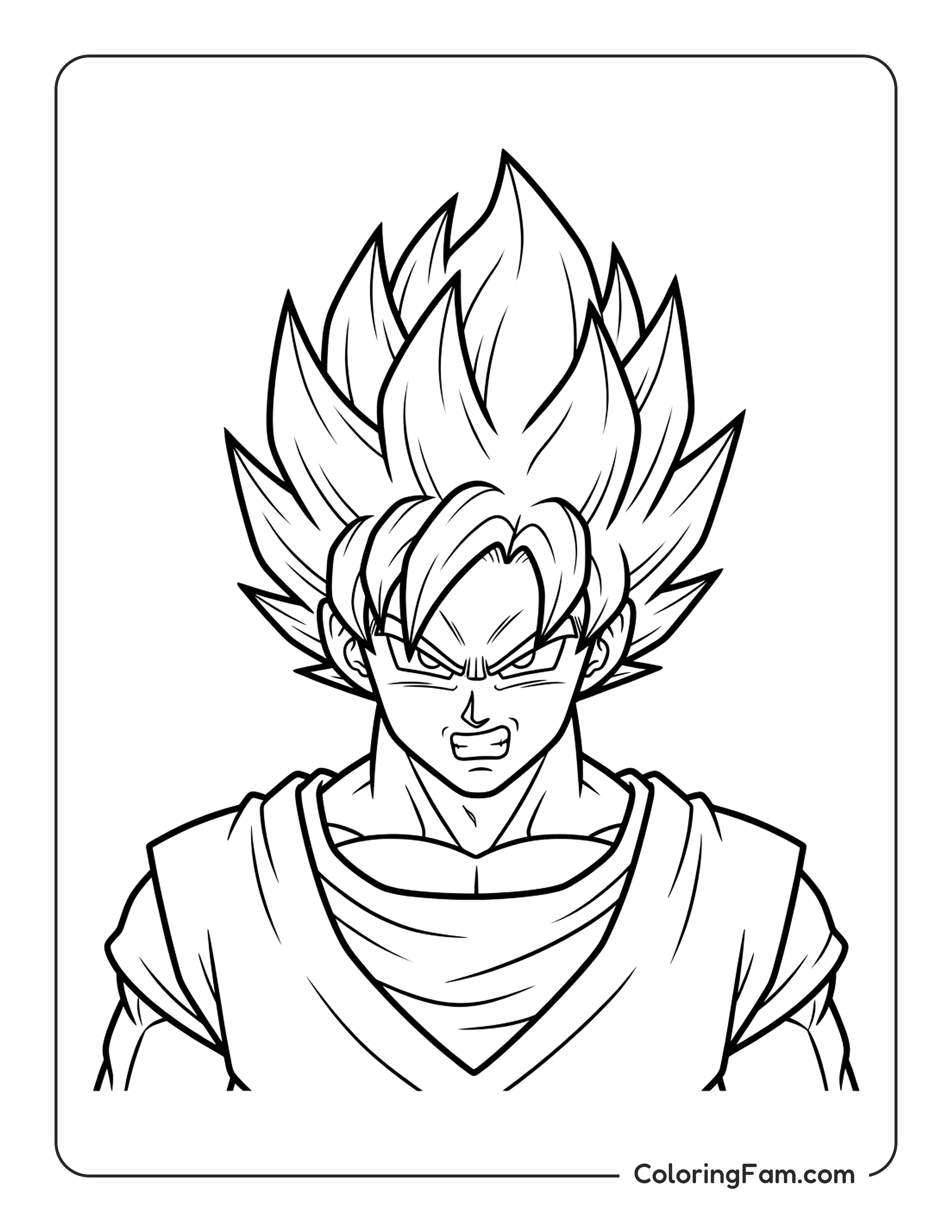 Goku Angry Face coloring page