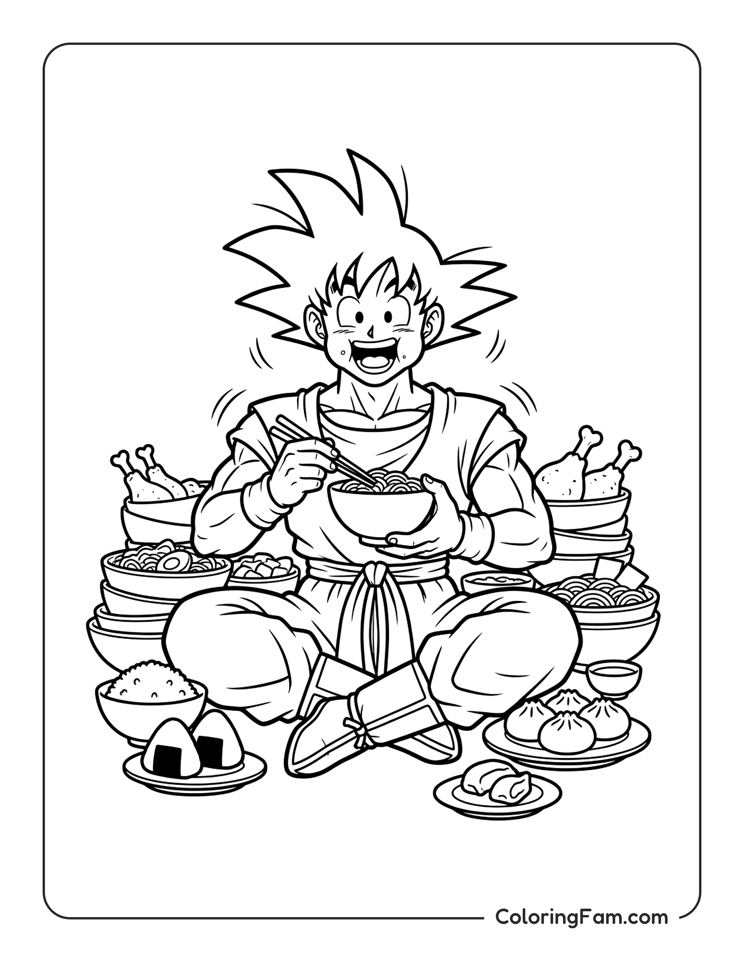 Goku Eating Ramen coloring page