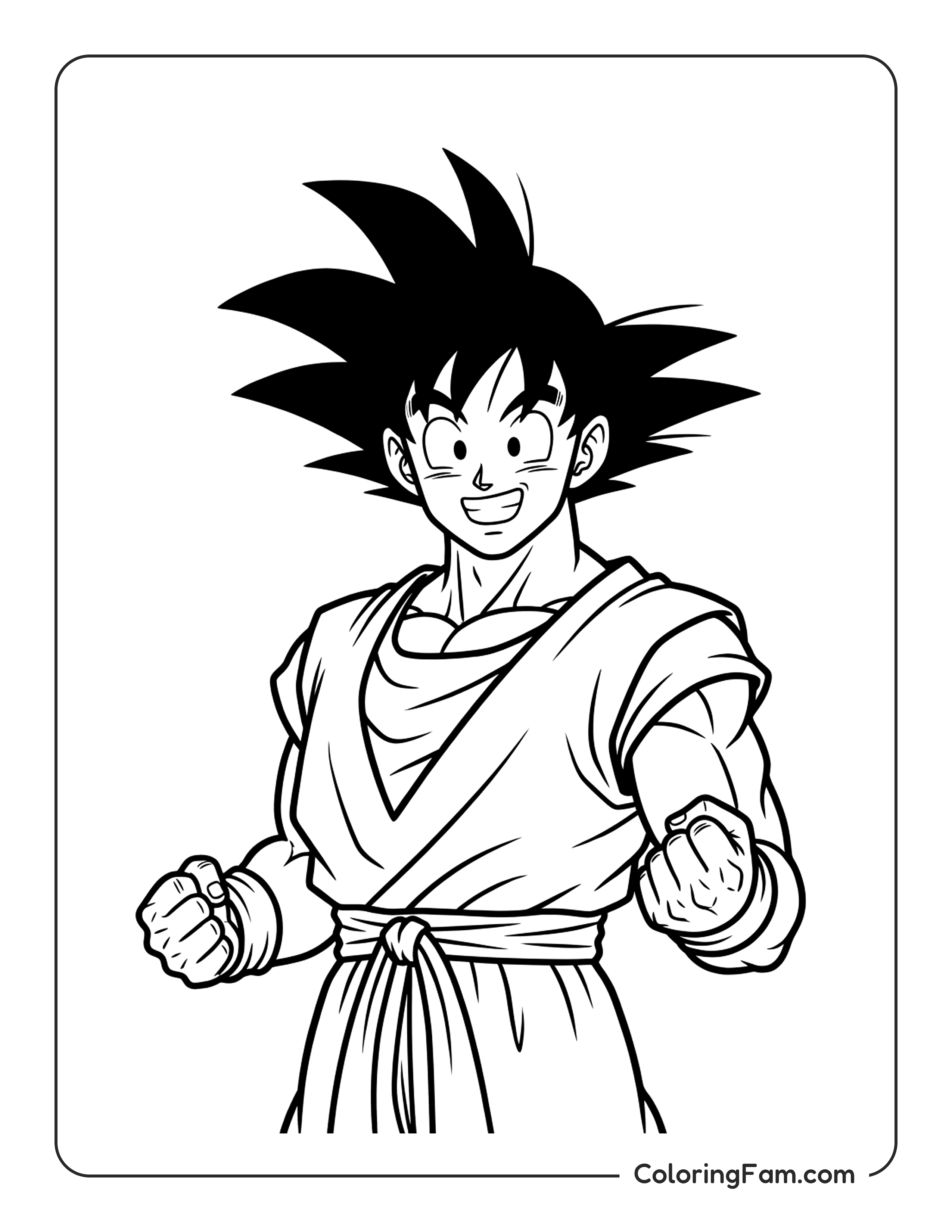 Goku Smiling With Fists coloring page
